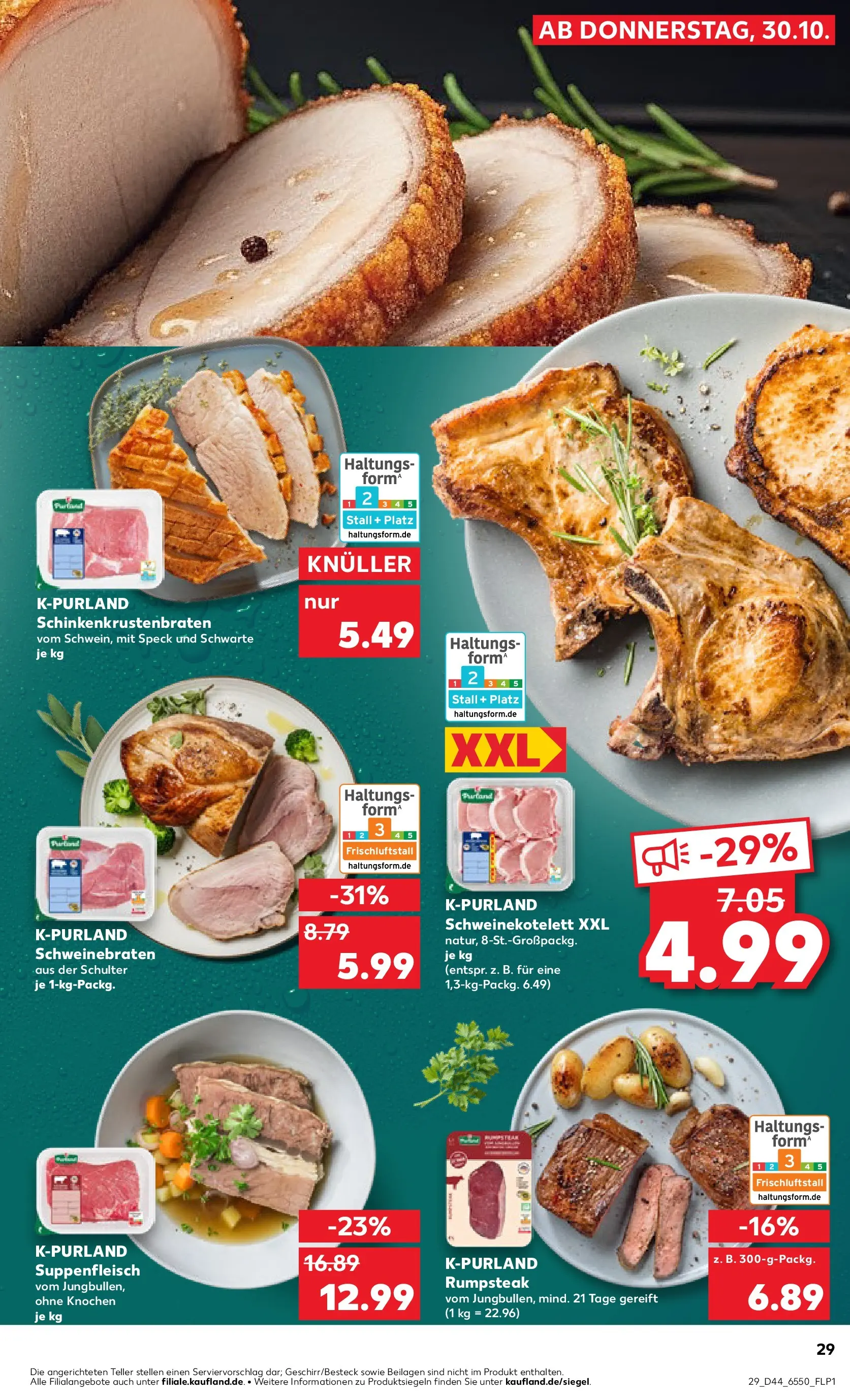 Prospekt Kaufland ab 30.10.2025 » Angebote und Werbung Online | Seite: 29 | Produkte: Rumpsteak, Suppenfleisch Prospekt Kaufland ab 30.10.2025 » Angebote Online zum Blättern | Seite: 29 | Produkte: Rumpsteak, Suppenfleisch