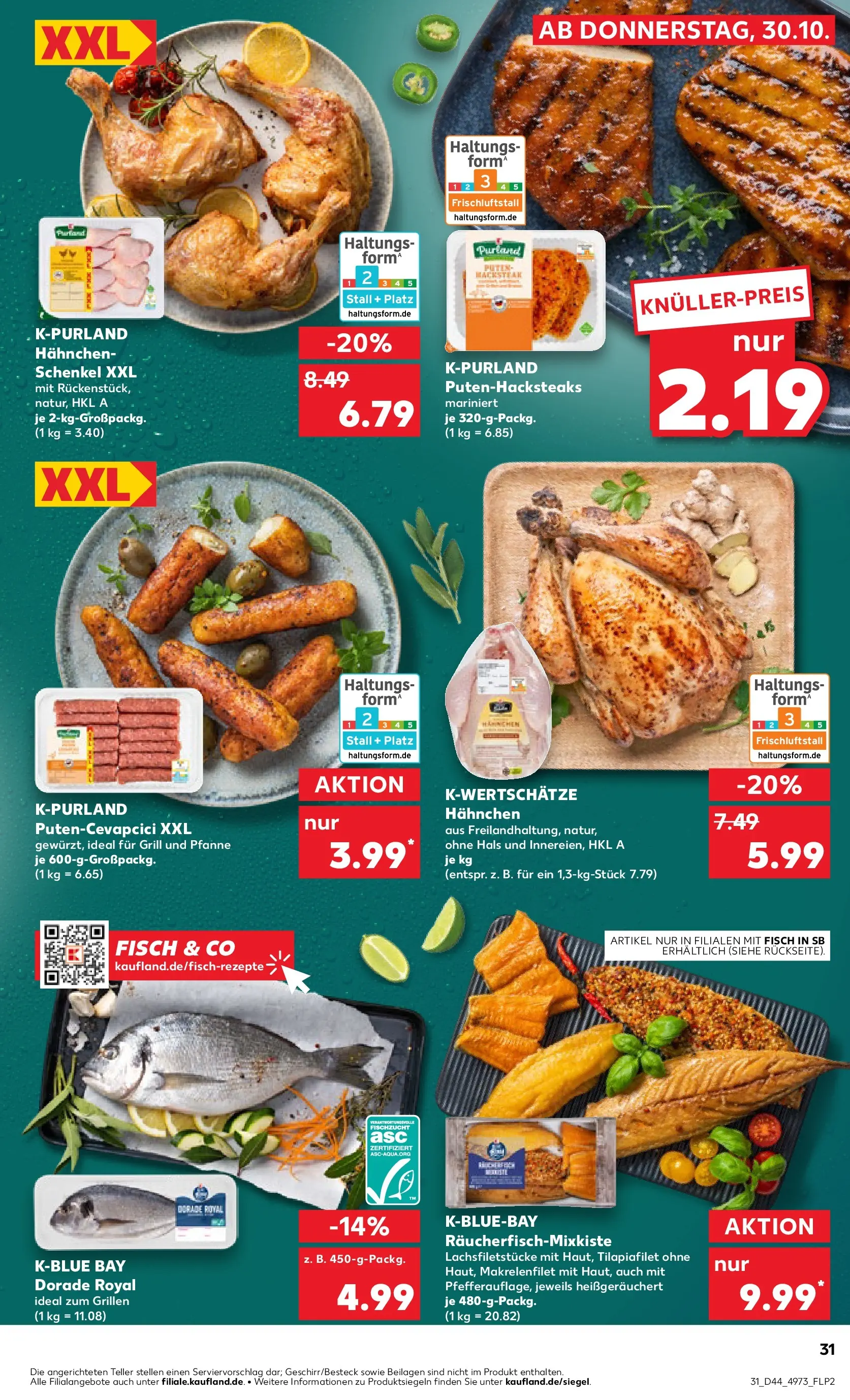 Prospekt Kaufland ab 30.10.2025 » Angebote Online zum Blättern | Seite: 31 | Produkte: Dorade, Hahnchen, Cevapcici, Fisch
