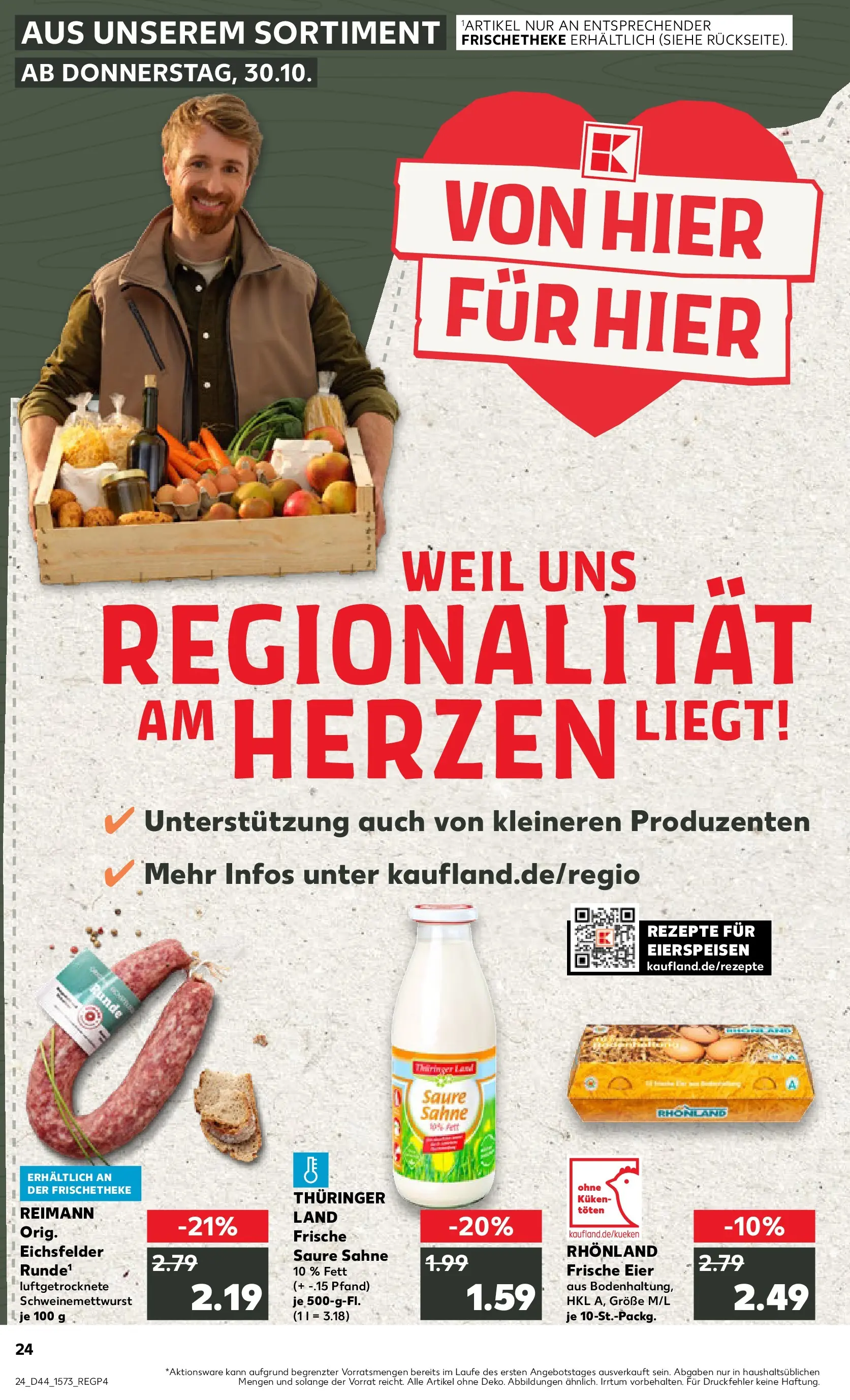 Prospekt Kaufland ab 30.10.2025 » Angebote Online zum Blättern | Seite: 24 | Produkte: Eier, Sahne