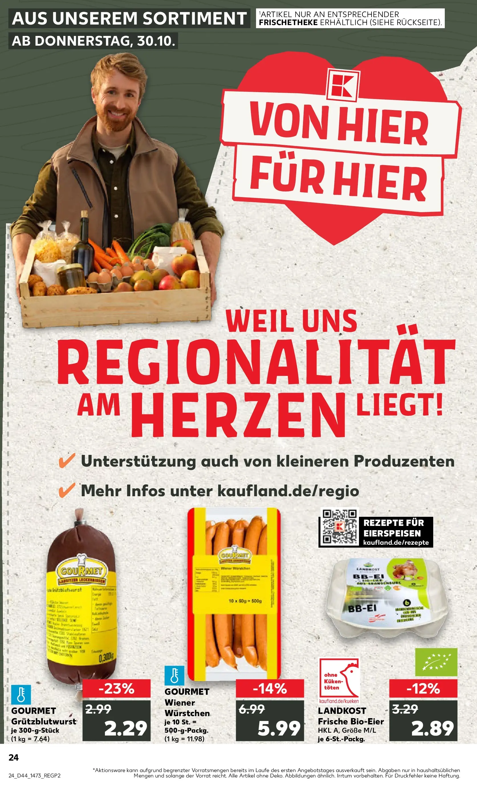 Prospekt Kaufland ab 30.10.2025 » Angebote Online zum Blättern | Seite: 24 | Produkte: Wiener wurstchen