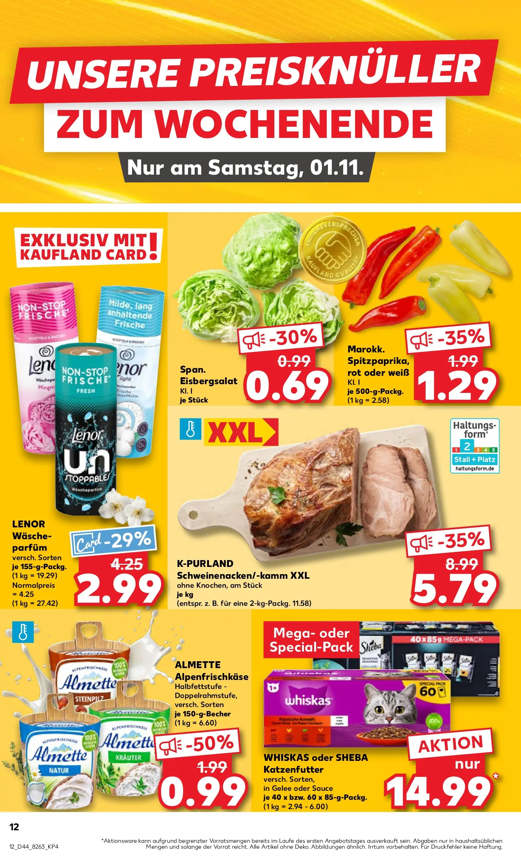 Prospekt Kaufland ab 30.10.2025 » Angebote Online zum Blättern | Seite: 12 | Produkte: Almette, Sheba, Katzenfutter, Whiskas
