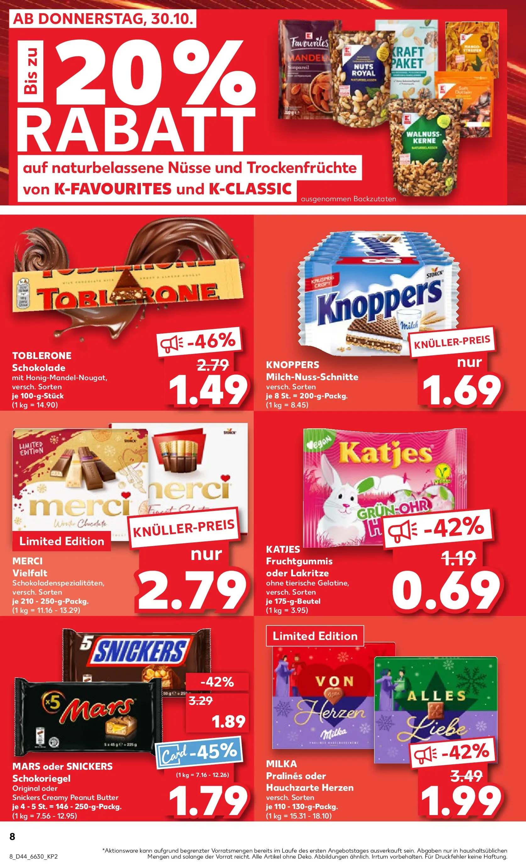 Prospekt Kaufland ab 30.10.2025 » Angebote und Werbung Online | Seite: 8 | Produkte: Milch, Katjes, Milka, Snickers Prospekt Kaufland ab 30.10.2025 » Angebote Online zum Blättern | Seite: 8 | Produkte: Milch, Katjes, Milka, Snickers
