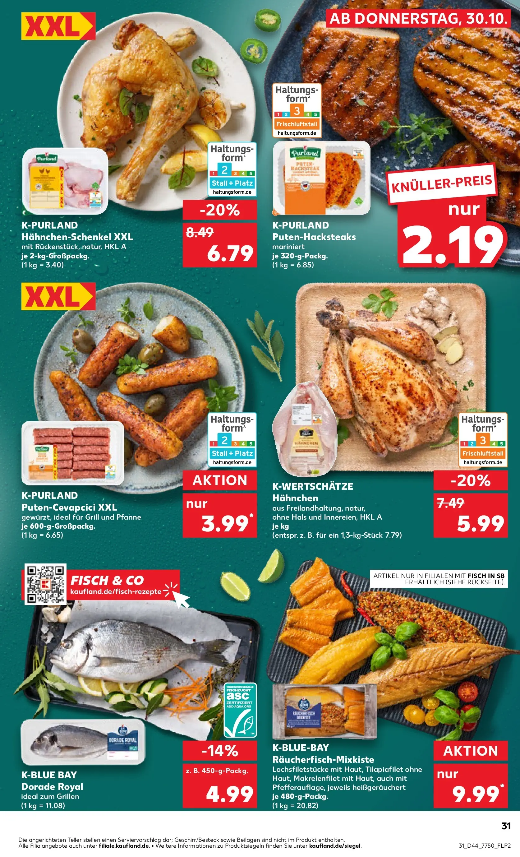 Prospekt Kaufland ab 30.10.2025 » Angebote und Werbung Online | Seite: 31 | Produkte: Dorade, Hahnchenschenkel, Cevapcici, Fisch Prospekt Kaufland ab 30.10.2025 » Angebote Online zum Blättern | Seite: 31 | Produkte: Dorade, Hahnchenschenkel, Cevapcici, Fisch