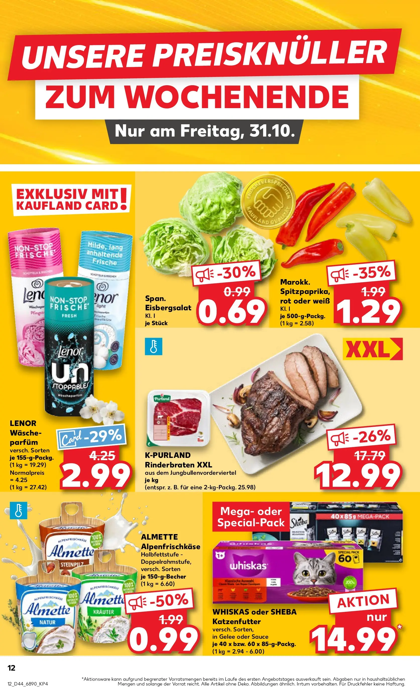 Prospekt Kaufland ab 29.10.2025 » Angebote Online zum Blättern | Seite: 12 | Produkte: Sheba, Katzenfutter, Parfüm, Whiskas