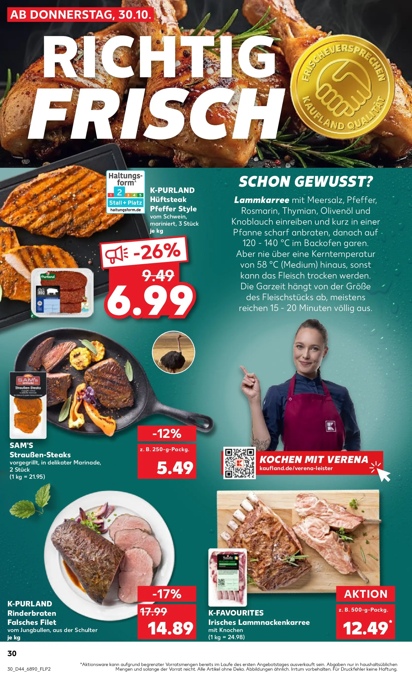 Prospekt Kaufland ab 29.10.2025 » Angebote und Werbung Online | Seite: 30 | Produkte: Rinderbraten, Backofen, Steak, Fleisch Prospekt Kaufland ab 29.10.2025 » Angebote Online zum Blättern | Seite: 30 | Produkte: Rinderbraten, Backofen, Steak, Fleisch