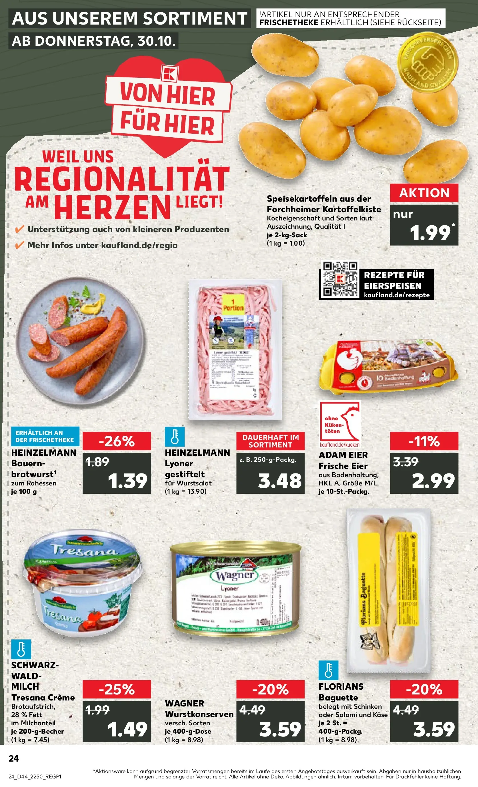 Prospekt Kaufland ab 30.10.2025 » Angebote und Werbung Online | Seite: 24 | Produkte: Milch, Eier, Creme, Salami Prospekt Kaufland ab 30.10.2025 » Angebote Online zum Blättern | Seite: 24 | Produkte: Milch, Eier, Creme, Salami