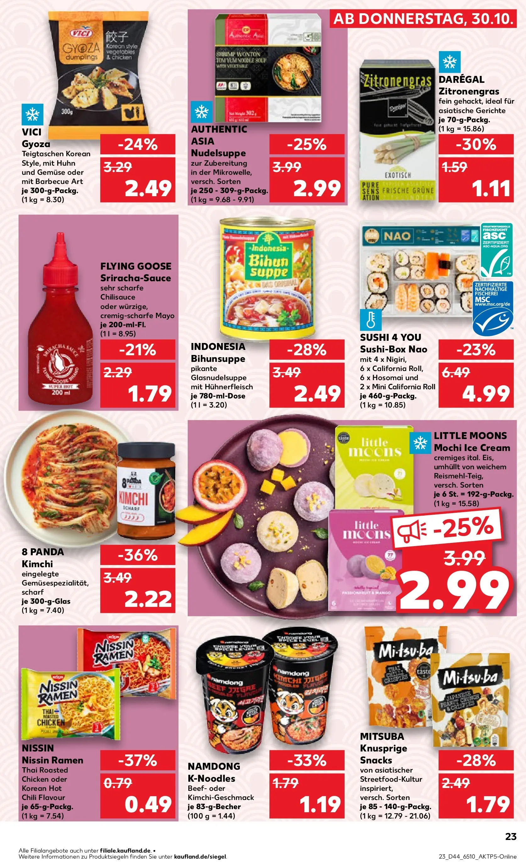 Prospekt Kaufland ab 29.10.2025 » Angebote Online zum Blättern | Seite: 23 | Produkte: Gemüse, Chili, Hühnerfleisch, Mochi