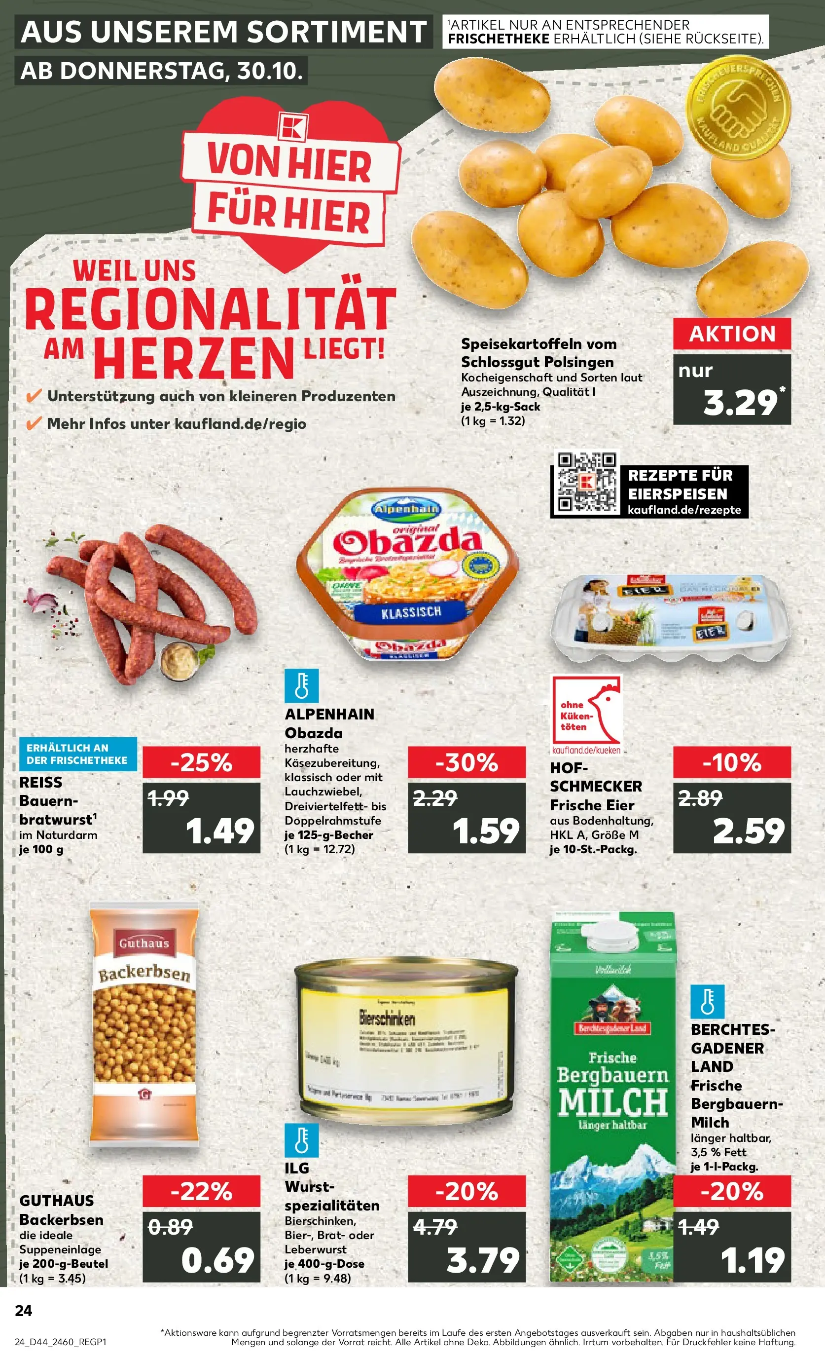 Prospekt Kaufland ab 30.10.2025 » Angebote und Werbung Online | Seite: 24 | Produkte: Milch, Eier, Wurst Prospekt Kaufland ab 30.10.2025 » Angebote Online zum Blättern | Seite: 24 | Produkte: Milch, Eier, Wurst