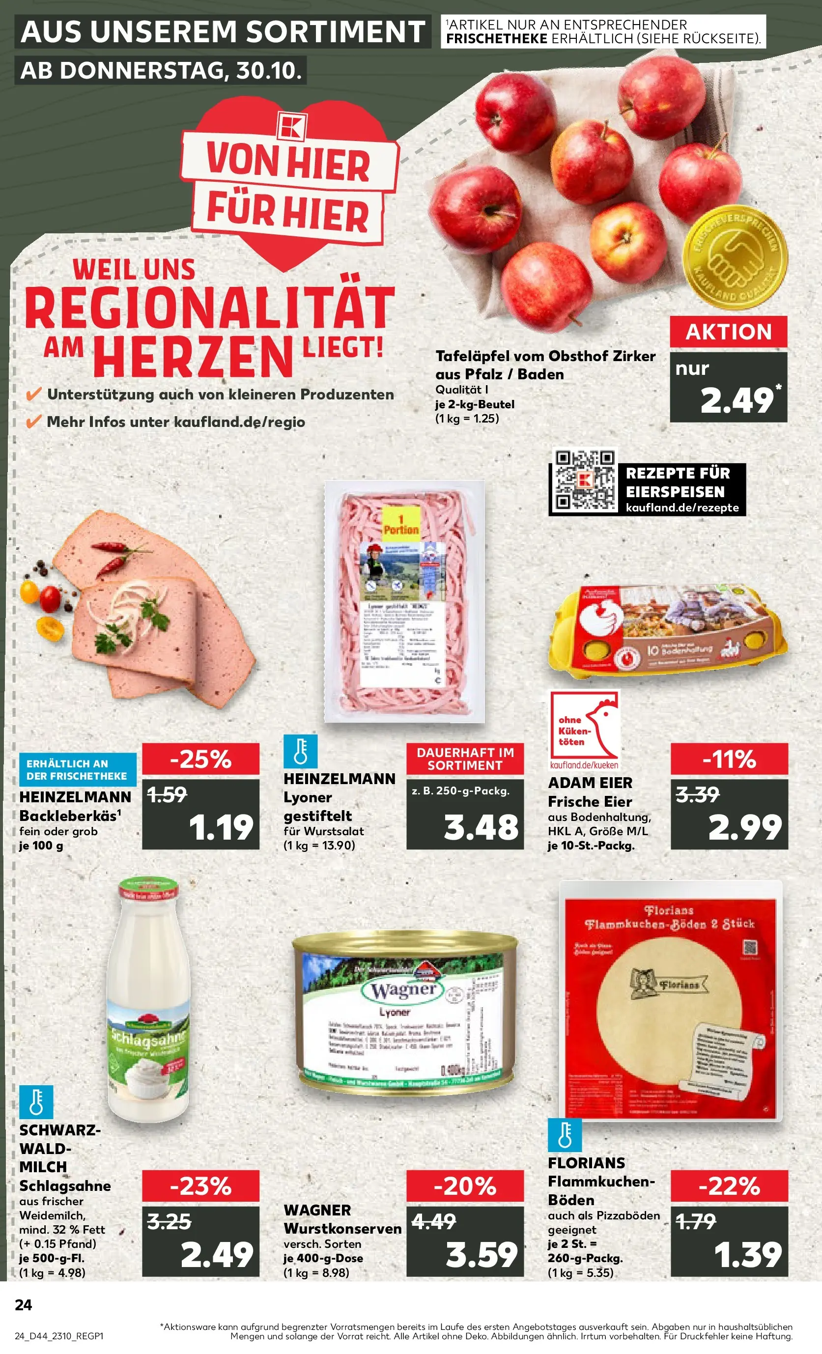 Prospekt Kaufland ab 30.10.2025 » Angebote und Werbung Online | Seite: 24 | Produkte: Schlagsahne, Milch, Eier Prospekt Kaufland ab 30.10.2025 » Angebote Online zum Blättern | Seite: 24 | Produkte: Schlagsahne, Milch, Eier