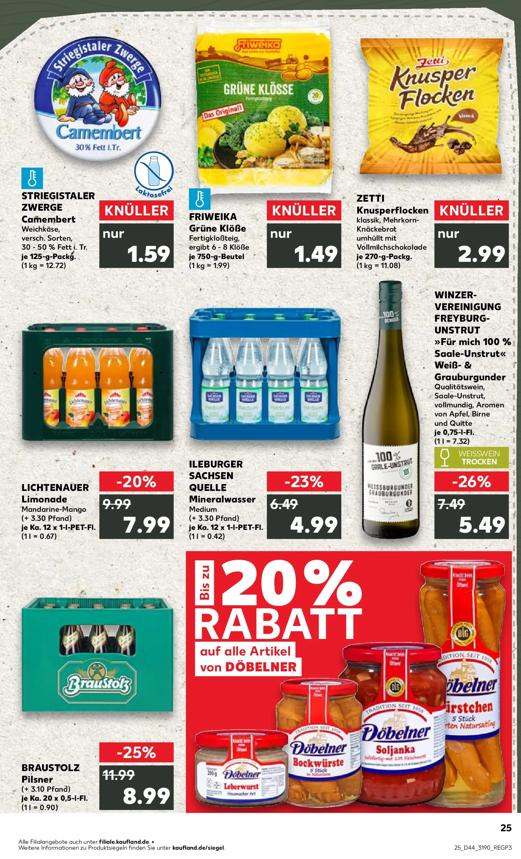 Prospekt Kaufland ab 30.10.2025 » Angebote und Werbung Online | Seite: 25 | Produkte: Weißwein, Mineralwasser, Birne, Flocken Prospekt Kaufland ab 30.10.2025 » Angebote Online zum Blättern | Seite: 25 | Produkte: Weißwein, Mineralwasser, Birne, Flocken