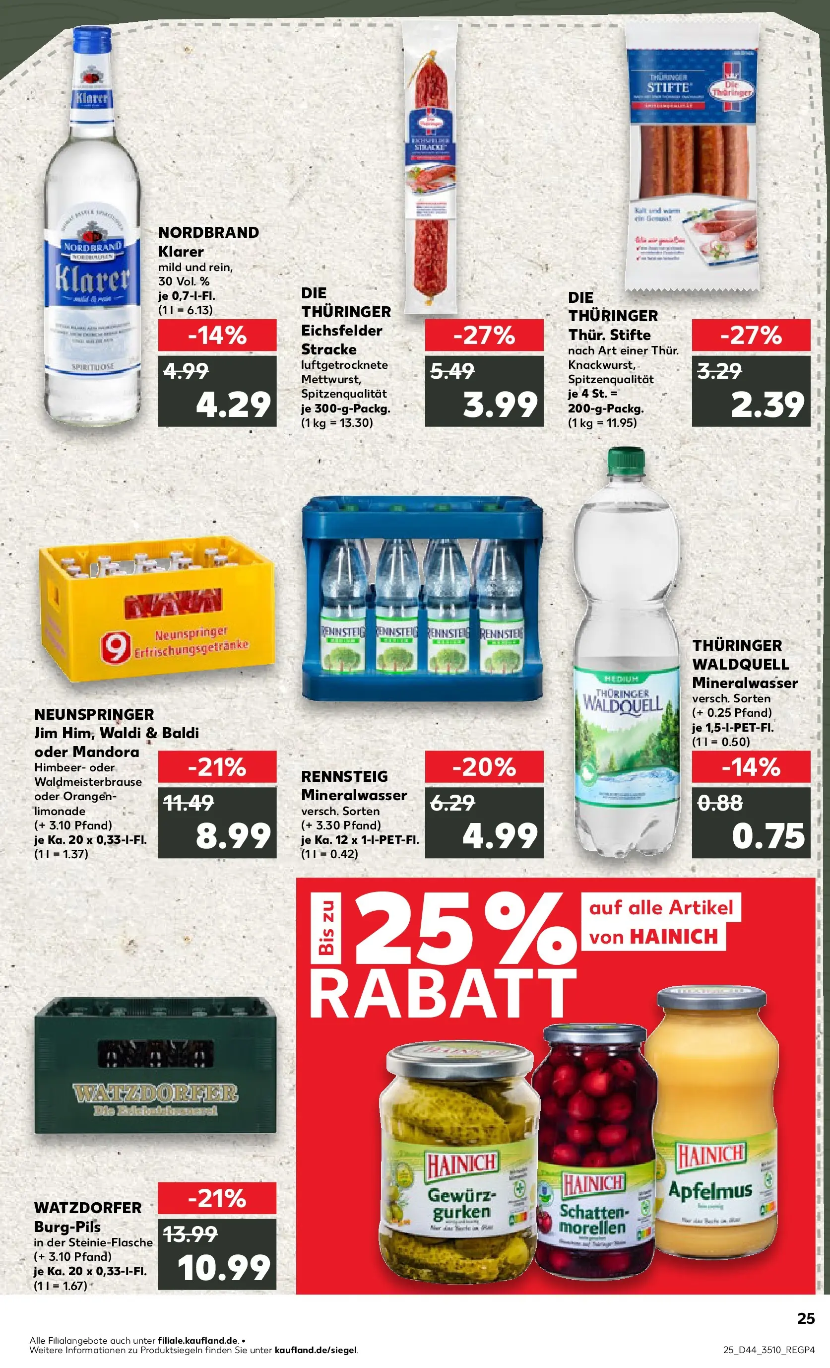 Prospekt Kaufland ab 30.10.2025 » Angebote Online zum Blättern | Seite: 25 | Produkte: Orangen, Limonade, Mineralwasser, Gurken