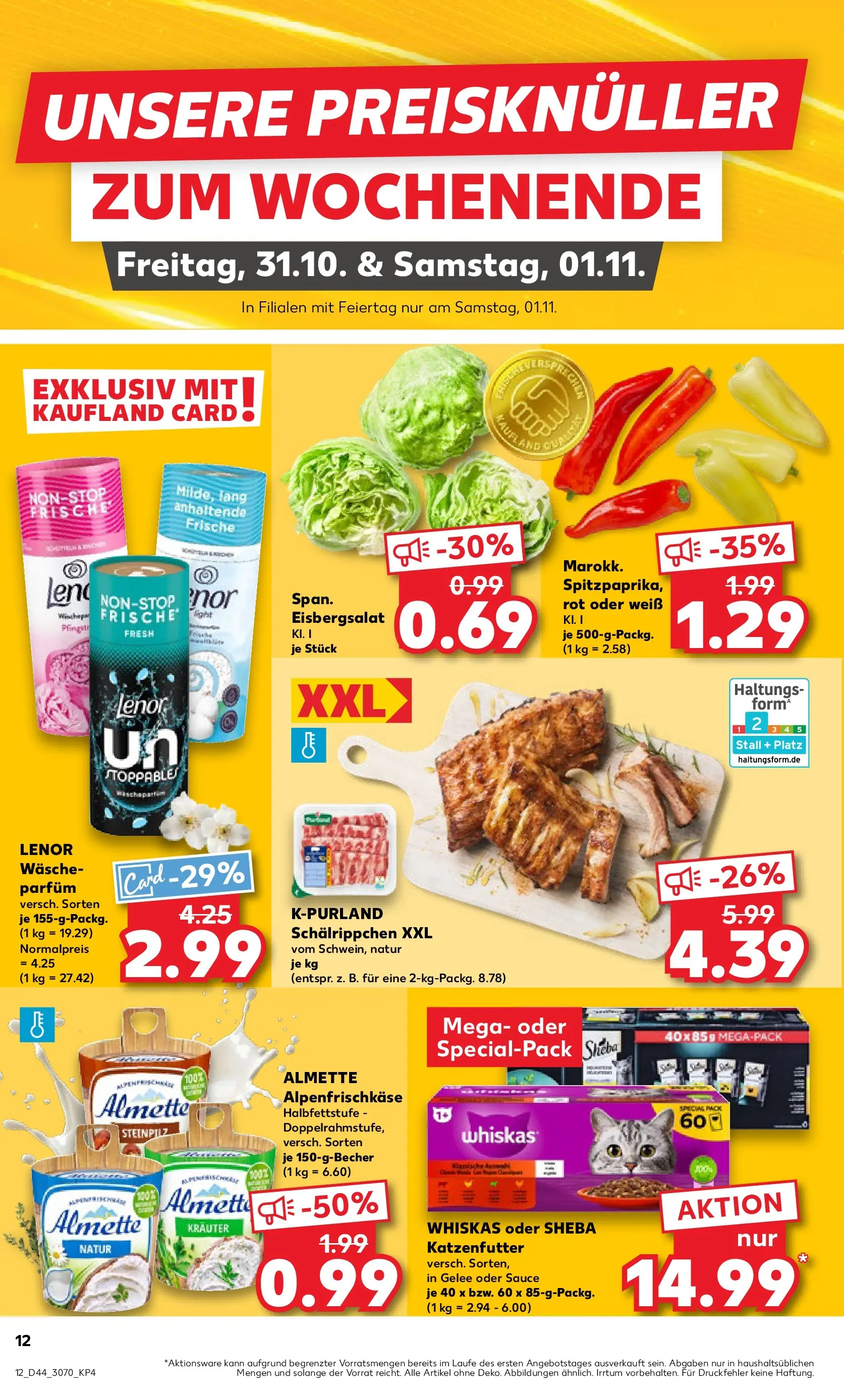 Prospekt Kaufland ab 29.10.2025 » Angebote und Werbung Online | Seite: 12 | Produkte: Lenor, Sheba, Katzenfutter, Eisbergsalat Prospekt Kaufland ab 29.10.2025 » Angebote Online zum Blättern | Seite: 12 | Produkte: Lenor, Sheba, Katzenfutter, Eisbergsalat