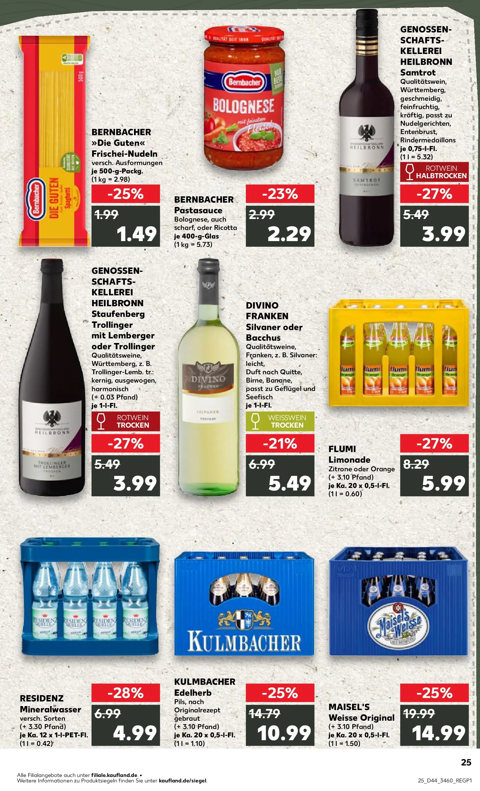 Prospekt Kaufland ab 30.10.2025 » Angebote Online zum Blättern | Seite: 25 | Produkte: Weißwein, Rotwein, Weißwein trocken, Limonade