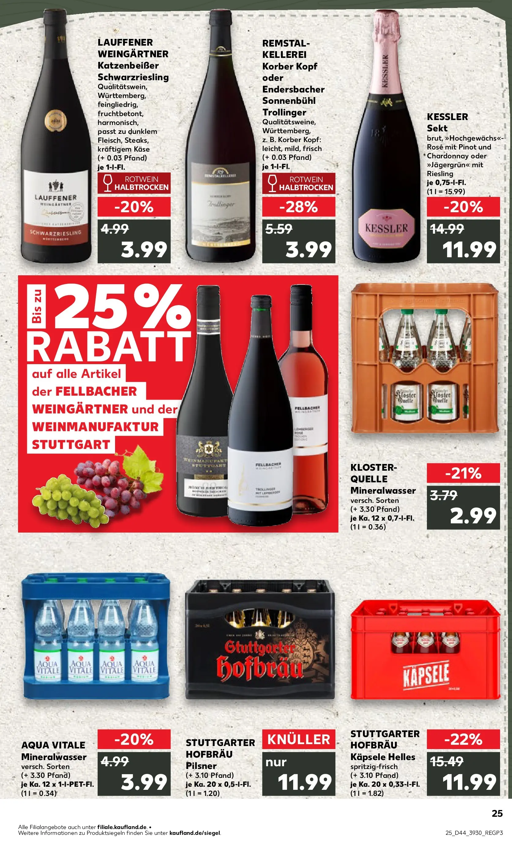 Prospekt Kaufland ab 30.10.2025 » Angebote Online zum Blättern | Seite: 25 | Produkte: Käse, Rotwein, Sekt, Mineralwasser