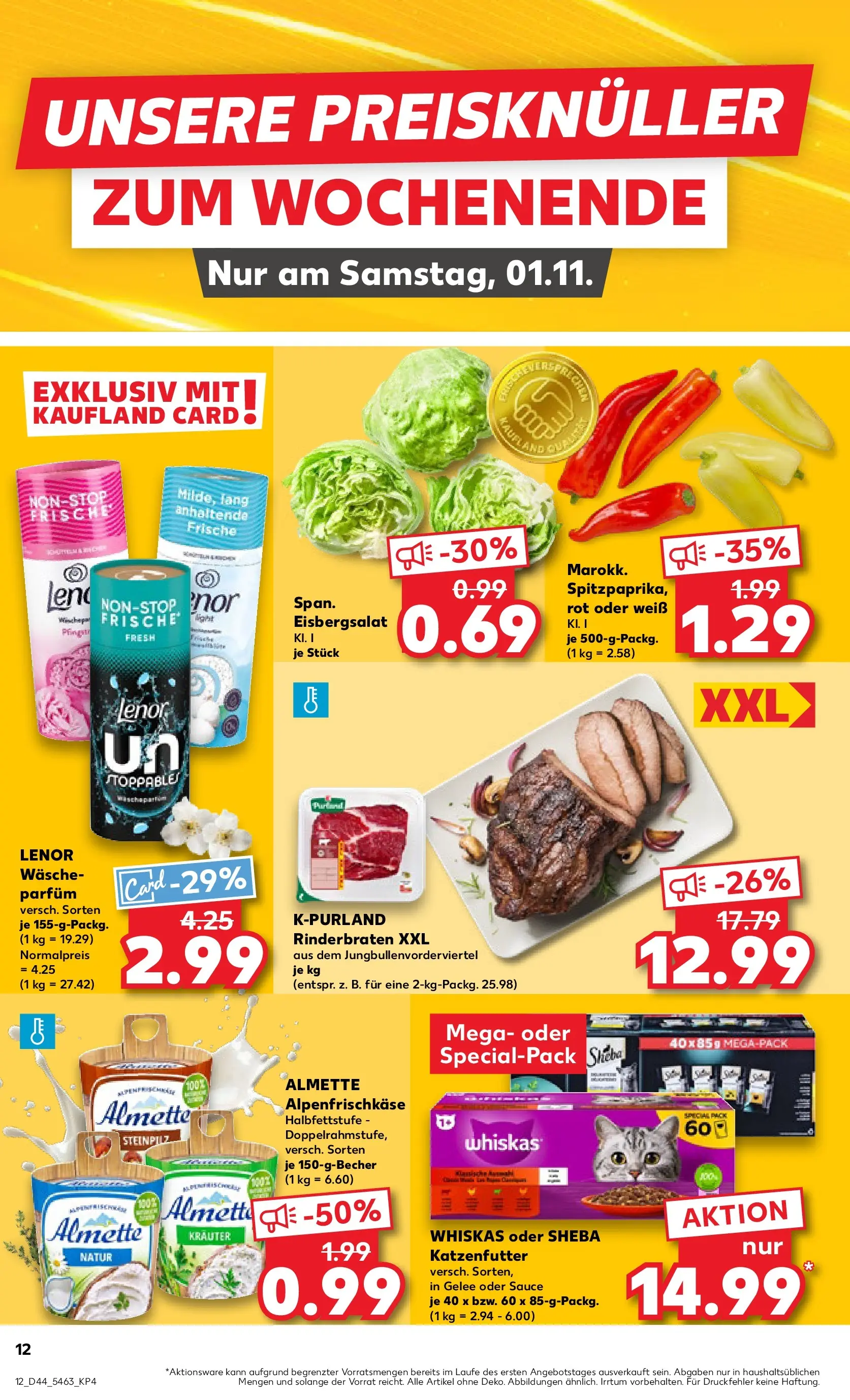Prospekt Kaufland ab 30.10.2025 » Angebote und Werbung Online | Seite: 12 | Produkte: Lenor, Almette, Sheba, Whiskas Prospekt Kaufland ab 30.10.2025 » Angebote Online zum Blättern | Seite: 12 | Produkte: Lenor, Almette, Sheba, Whiskas