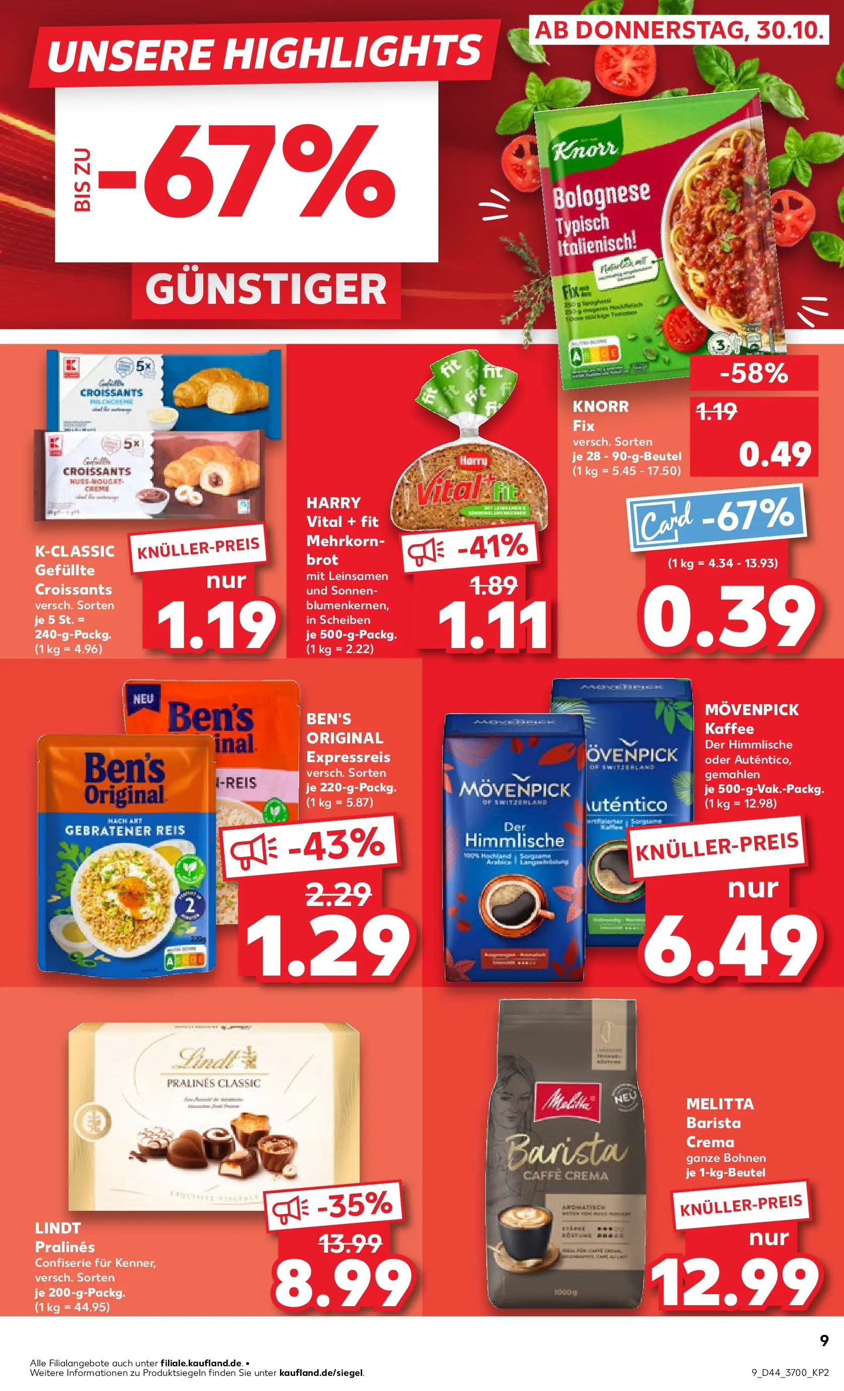 Prospekt Kaufland ab 30.10.2025 » Angebote und Werbung Online | Seite: 9 | Produkte: Knorr fix, Kaffee, Movenpick kaffee, Lindt Prospekt Kaufland ab 30.10.2025 » Angebote Online zum Blättern | Seite: 9 | Produkte: Knorr fix, Kaffee, Movenpick kaffee, Lindt