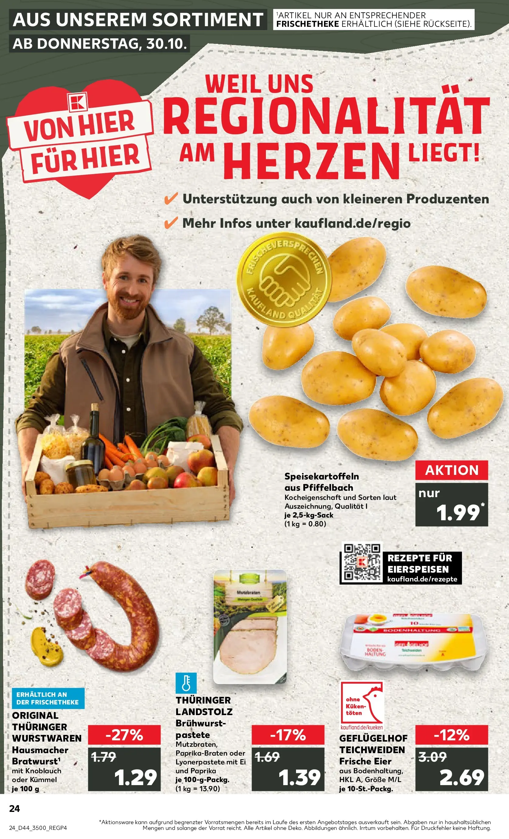 Prospekt Kaufland ab 30.10.2025 » Angebote Online zum Blättern | Seite: 24 | Produkte: Eier, Paprika, Knoblauch