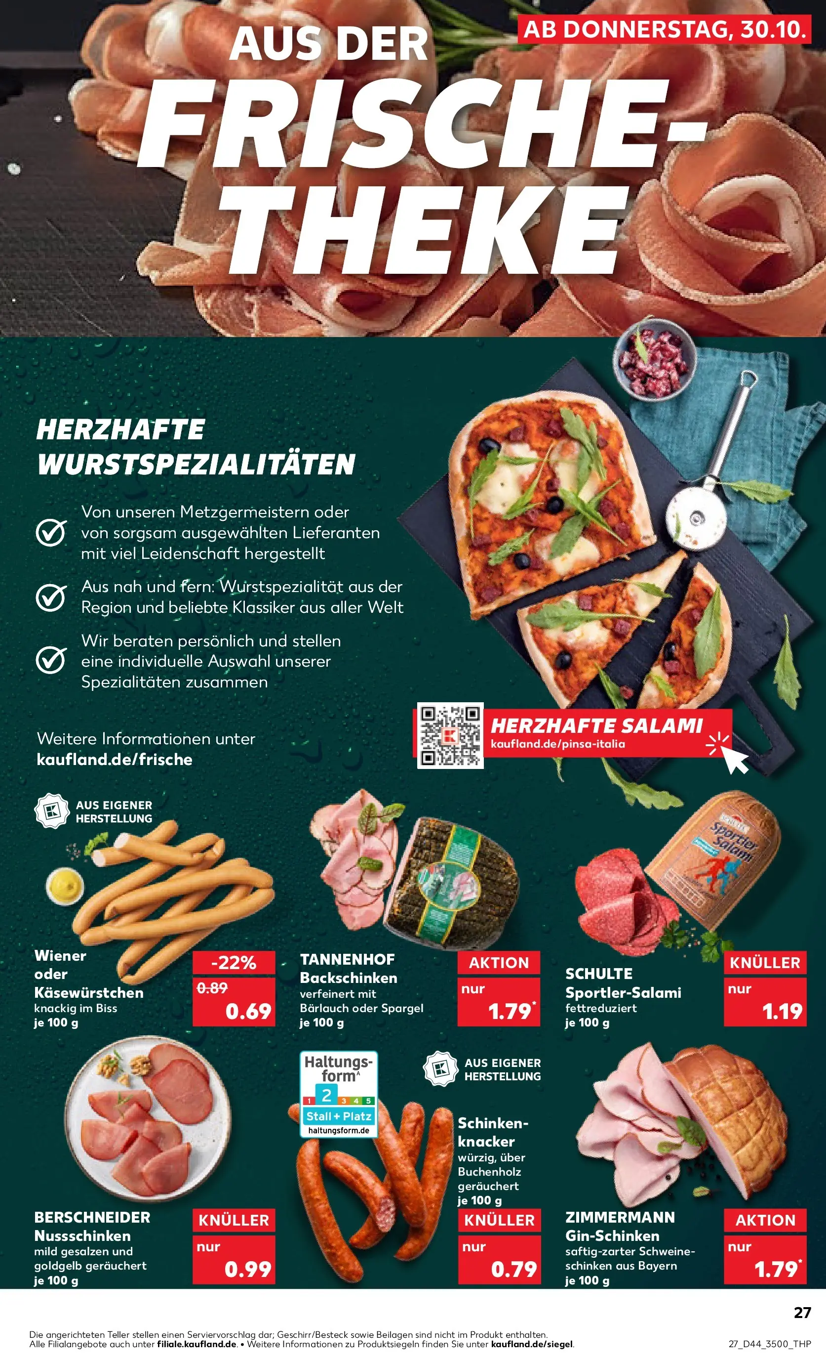 Prospekt Kaufland ab 30.10.2025 » Angebote Online zum Blättern | Seite: 27 | Produkte: Theke, Spargel, Salami, Schinken