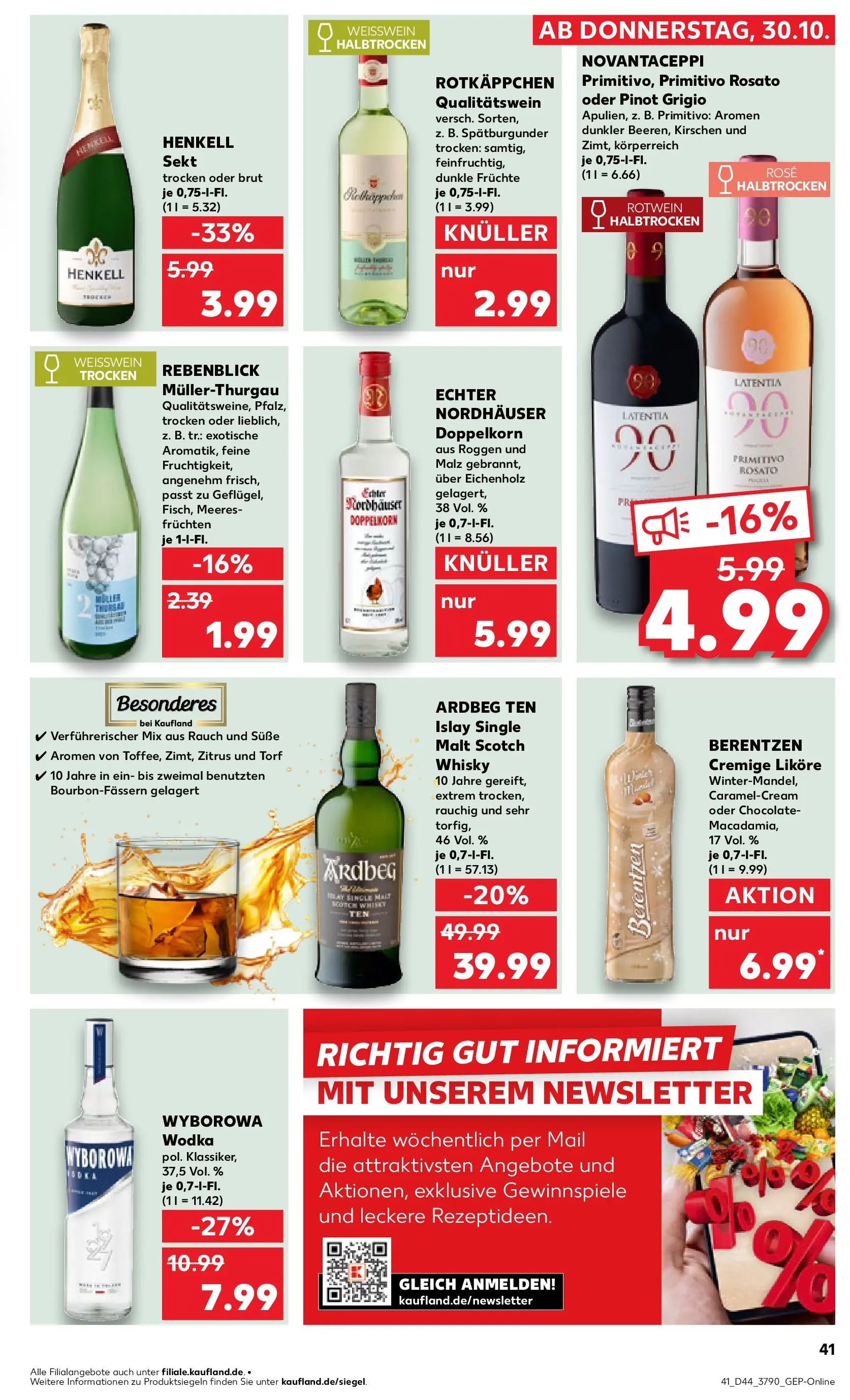Prospekt Kaufland ab 30.10.2025 » Angebote und Werbung Online | Seite: 41 | Produkte: Whisky, Weißwein, Kirschen, Berentzen Prospekt Kaufland ab 30.10.2025 » Angebote Online zum Blättern | Seite: 41 | Produkte: Whisky, Weißwein, Kirschen, Berentzen