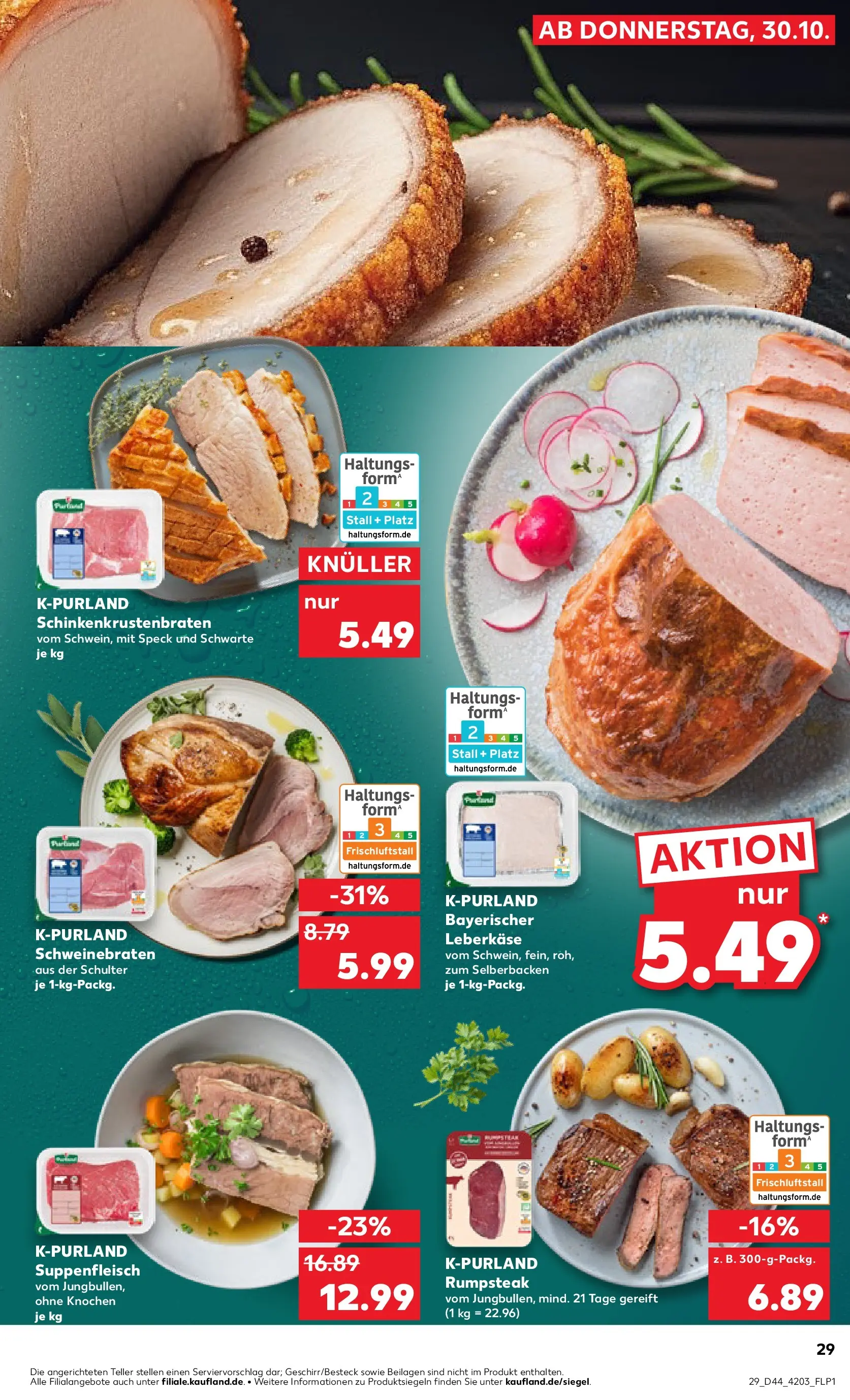 Prospekt Kaufland ab 30.10.2025 » Angebote und Werbung Online | Seite: 29 | Produkte: Rumpsteak, Suppenfleisch, Steak, Leberkase Prospekt Kaufland ab 30.10.2025 » Angebote Online zum Blättern | Seite: 29 | Produkte: Rumpsteak, Suppenfleisch, Steak, Leberkase