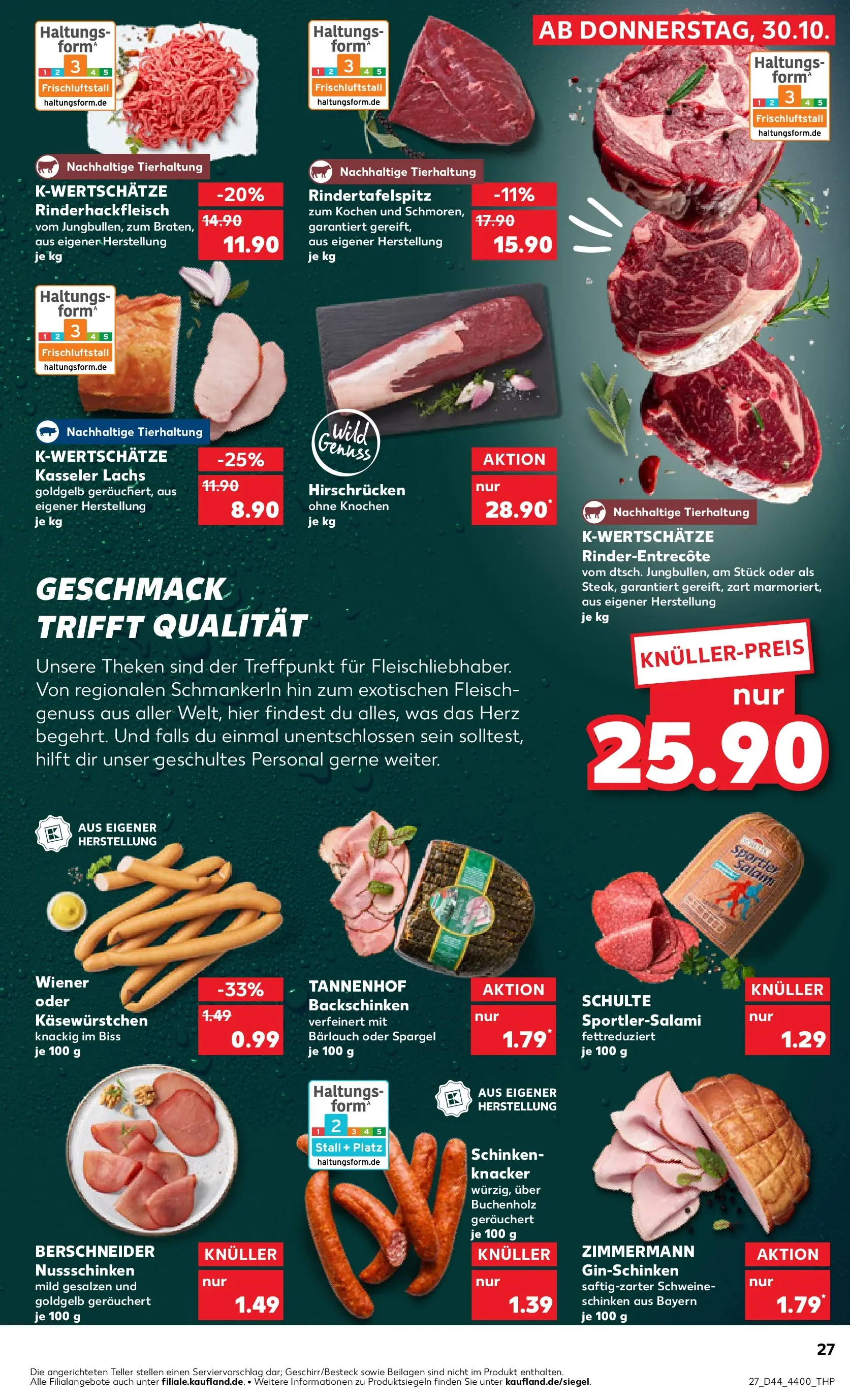 Prospekt Kaufland ab 30.10.2025 » Angebote Online zum Blättern | Seite: 27 | Produkte: Spargel, Lachs, Schinken, Fleisch
