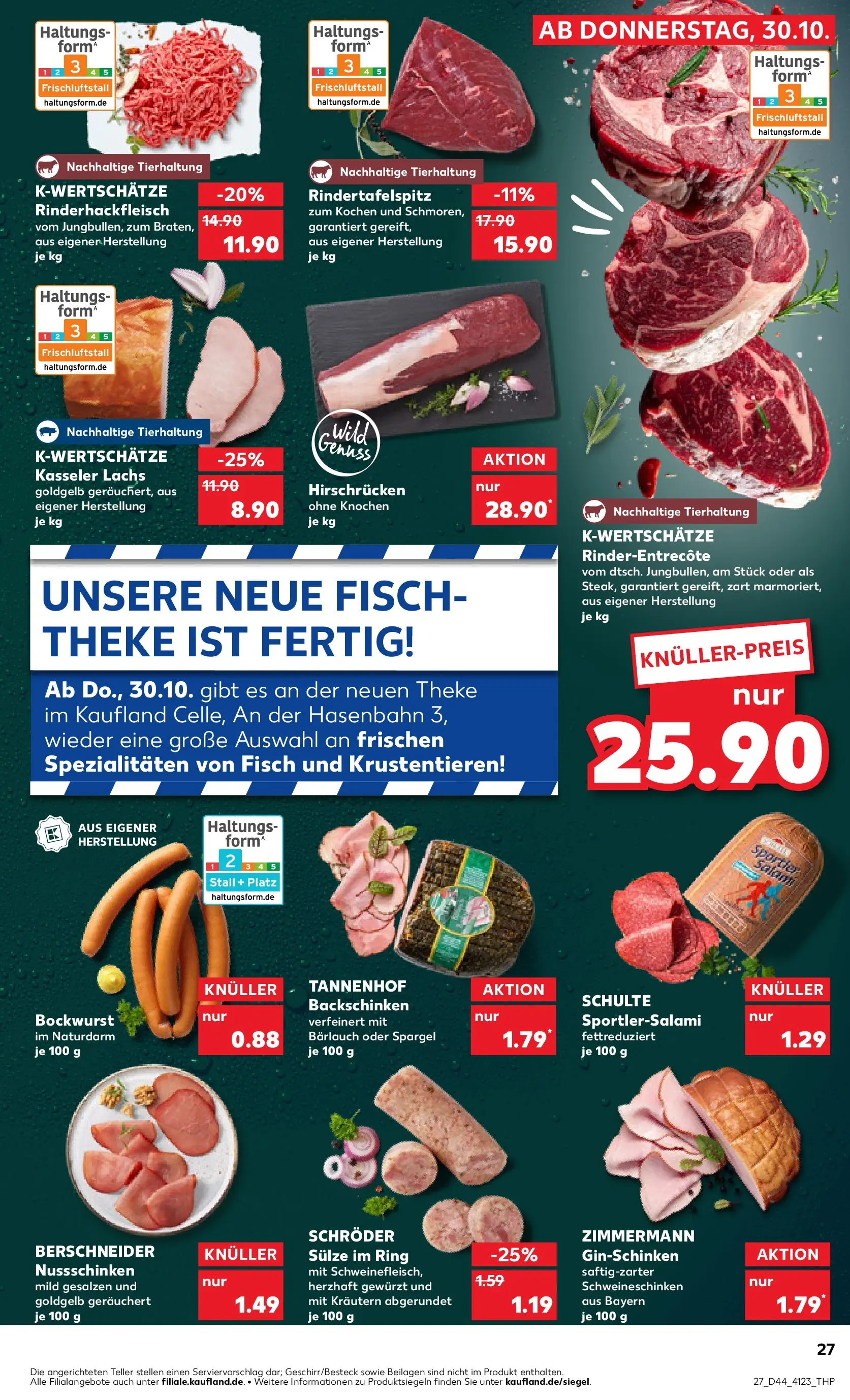 Prospekt Kaufland ab 30.10.2025 » Angebote Online zum Blättern | Seite: 27 | Produkte: Bockwurst, Theke, Spargel, Salami