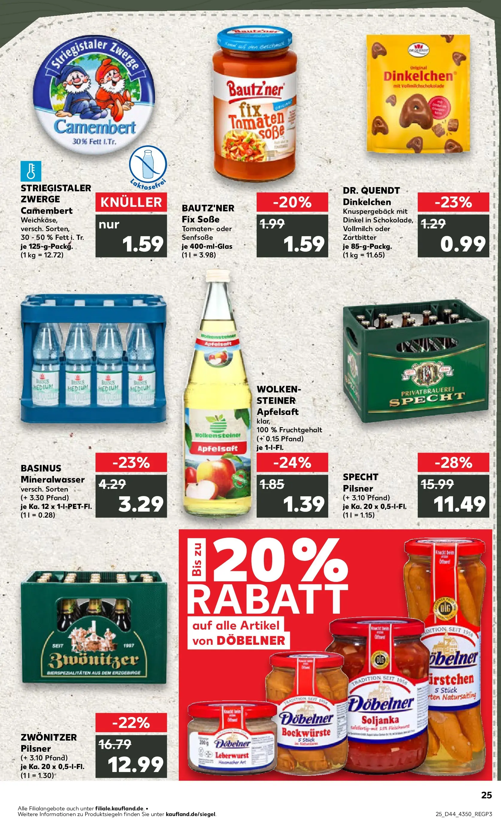 Prospekt Kaufland ab 30.10.2025 » Angebote Online zum Blättern | Seite: 25 | Produkte: Tomaten, Apfelsaft, Mineralwasser, Fleisch