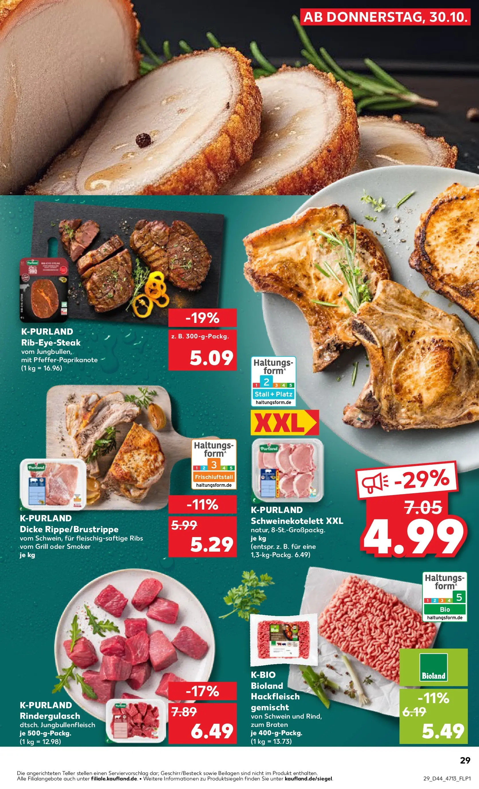 Prospekt Kaufland ab 30.10.2025 » Angebote und Werbung Online | Seite: 29 | Produkte: Grill, Rindergulasch, Steak, Hackfleisch Prospekt Kaufland ab 30.10.2025 » Angebote Online zum Blättern | Seite: 29 | Produkte: Grill, Rindergulasch, Steak, Hackfleisch