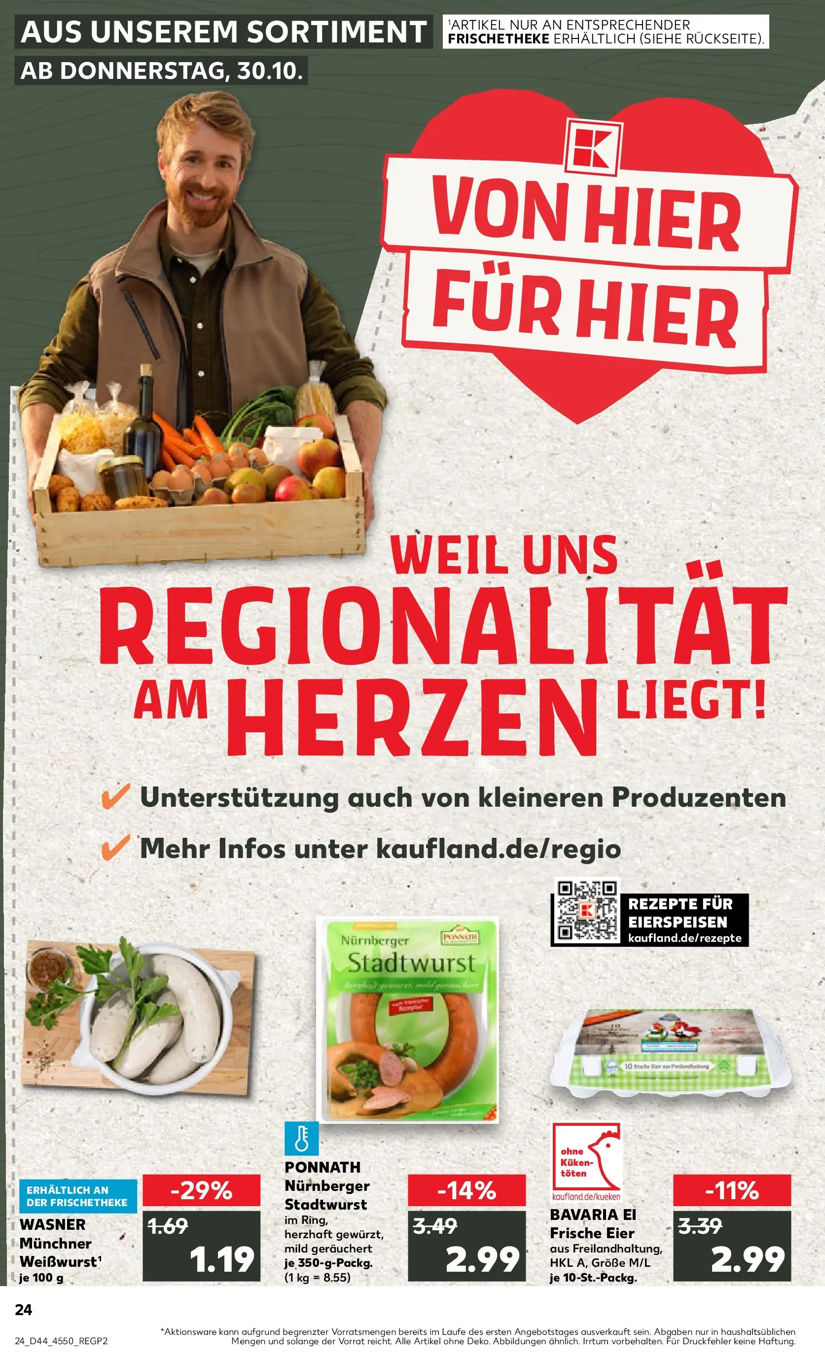 Prospekt Kaufland ab 30.10.2025 » Angebote und Werbung Online | Seite: 24 | Produkte: Eier, Weißwurst Prospekt Kaufland ab 30.10.2025 » Angebote Online zum Blättern | Seite: 24 | Produkte: Eier, Weißwurst