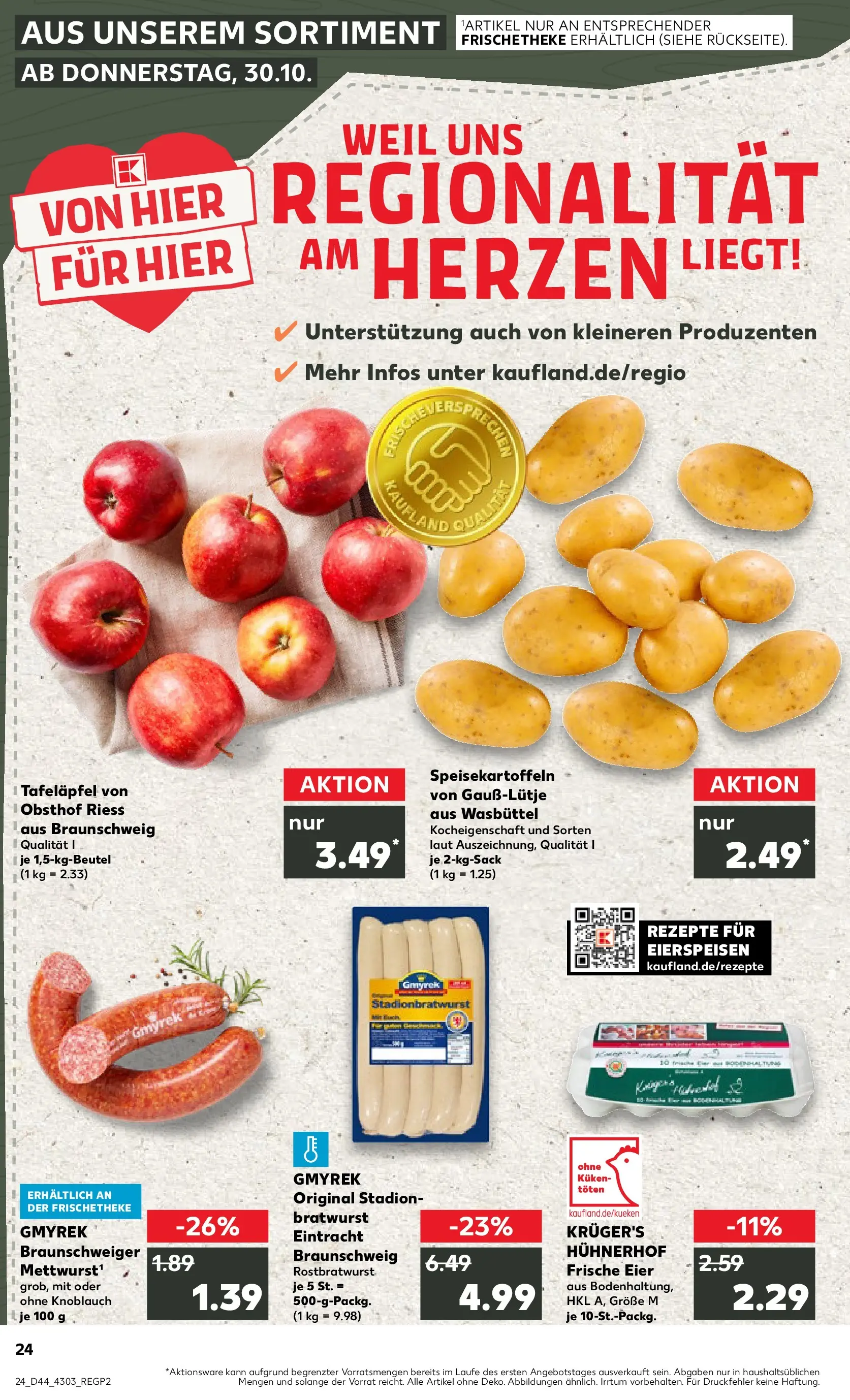 Prospekt Kaufland ab 30.10.2025 » Angebote und Werbung Online | Seite: 24 | Produkte: Eier, Bratwurst, Knoblauch Prospekt Kaufland ab 30.10.2025 » Angebote Online zum Blättern | Seite: 24 | Produkte: Eier, Bratwurst, Knoblauch