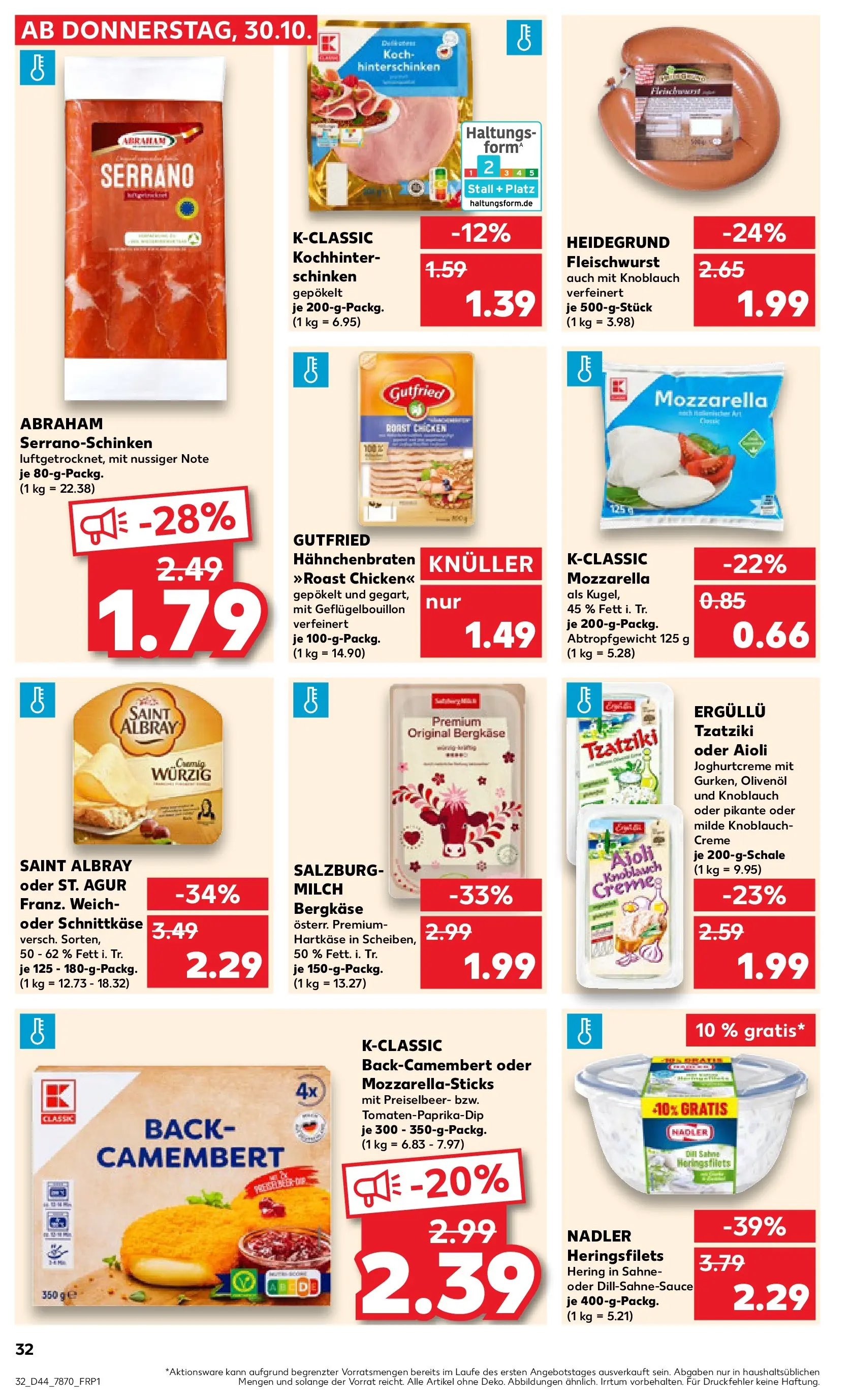 Prospekt Kaufland ab 30.10.2025 » Angebote Online zum Blättern | Seite: 32 | Produkte: Knoblauch, Dill, Schinken, Sahne