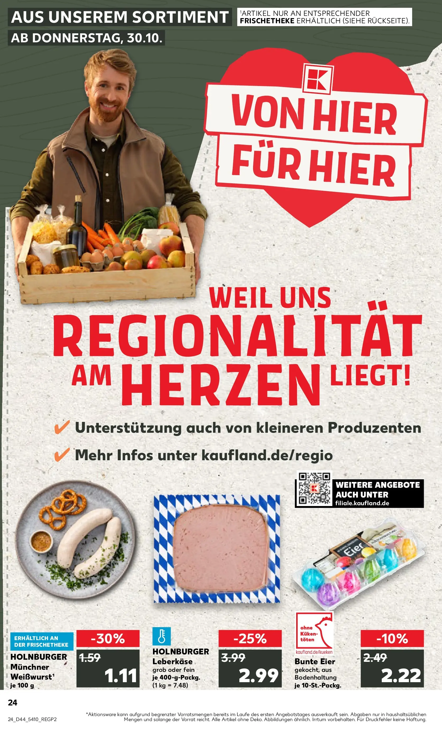 Prospekt Kaufland ab 30.10.2025 » Angebote Online zum Blättern | Seite: 24 | Produkte: Eier, Weißwurst, Leberkase