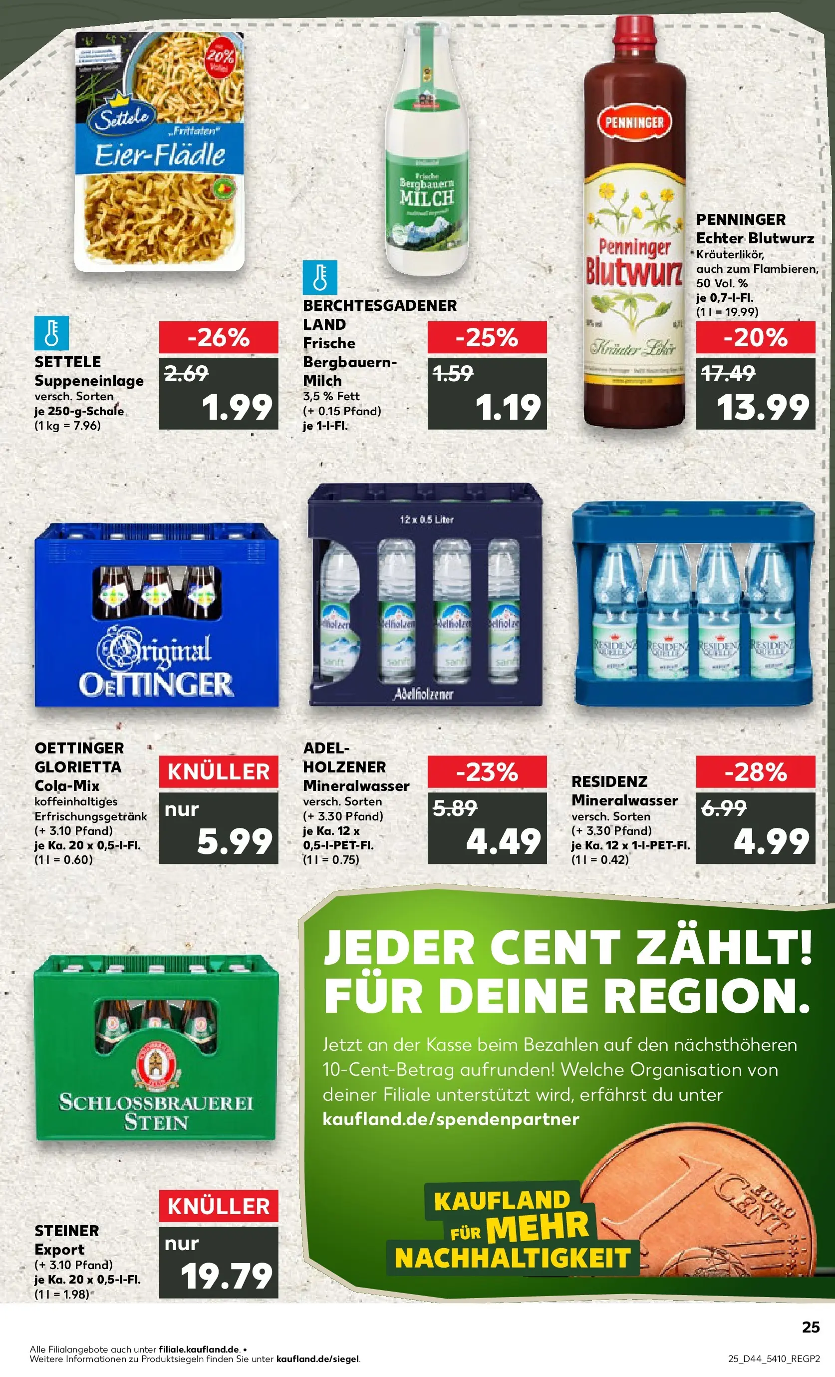 Prospekt Kaufland ab 30.10.2025 » Angebote Online zum Blättern | Seite: 25 | Produkte: Cola, Milch, Oettinger, Mineralwasser