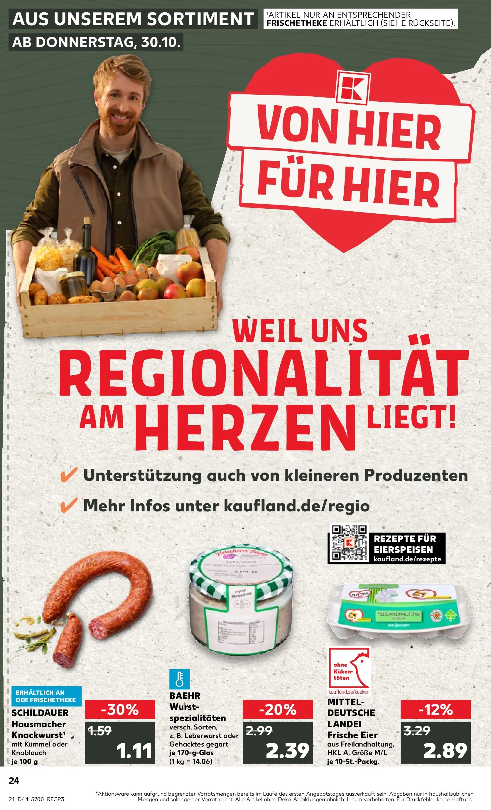 Prospekt Kaufland ab 30.10.2025 » Angebote Online zum Blättern | Seite: 24 | Produkte: Eier, Wurst, Knoblauch