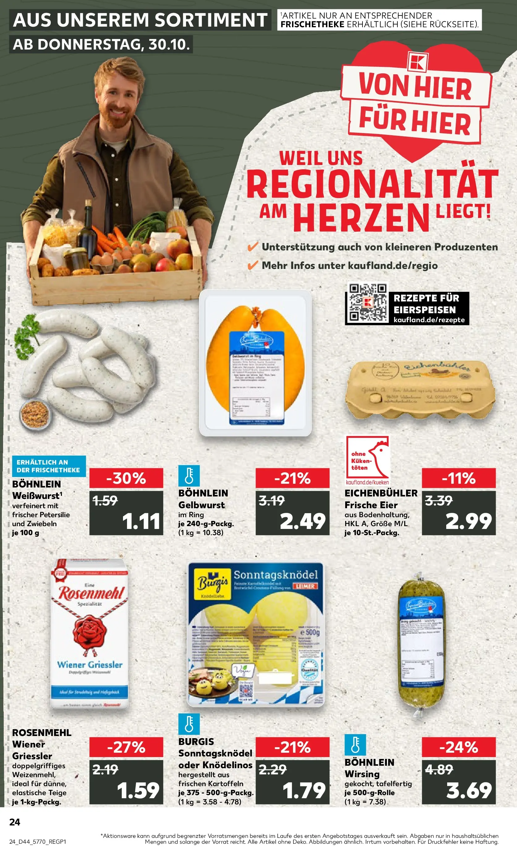 Prospekt Kaufland ab 30.10.2025 » Angebote Online zum Blättern | Seite: 24 | Produkte: Eier, Kartoffeln, Zwiebeln, Petersilie