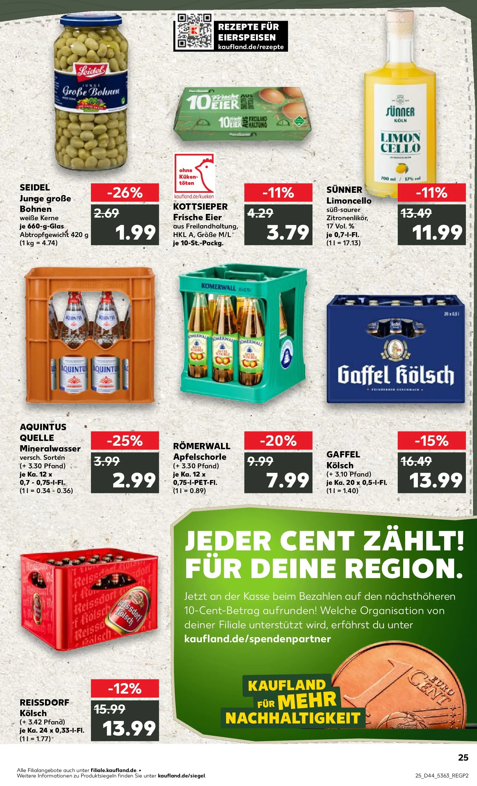 Prospekt Kaufland ab 29.10.2025 » Angebote Online zum Blättern | Seite: 25 | Produkte: Eier, Mineralwasser, Limoncello
