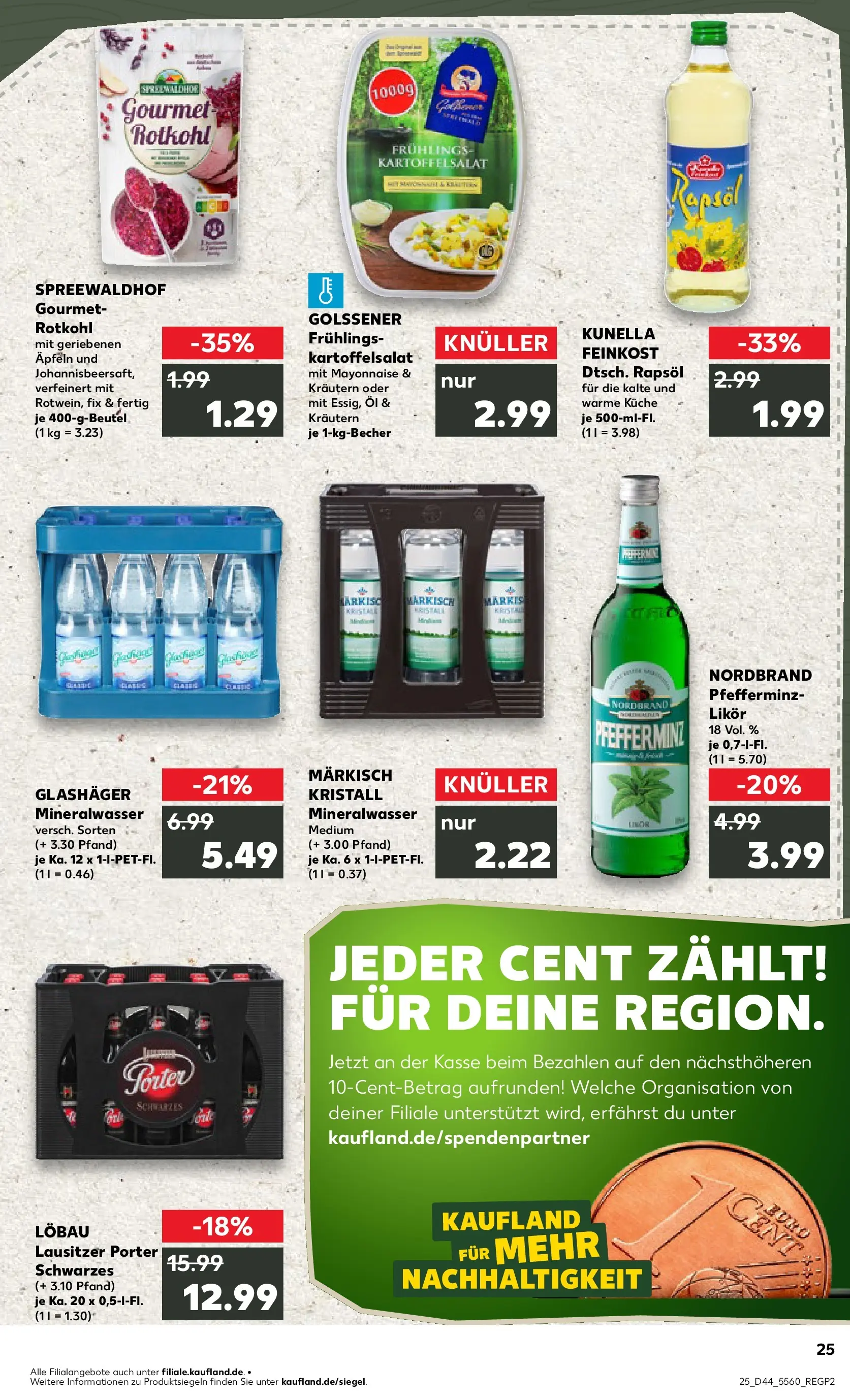 Prospekt Kaufland ab 30.10.2025 » Angebote Online zum Blättern | Seite: 25 | Produkte: Rotkohl, Likör, Küche, Mineralwasser