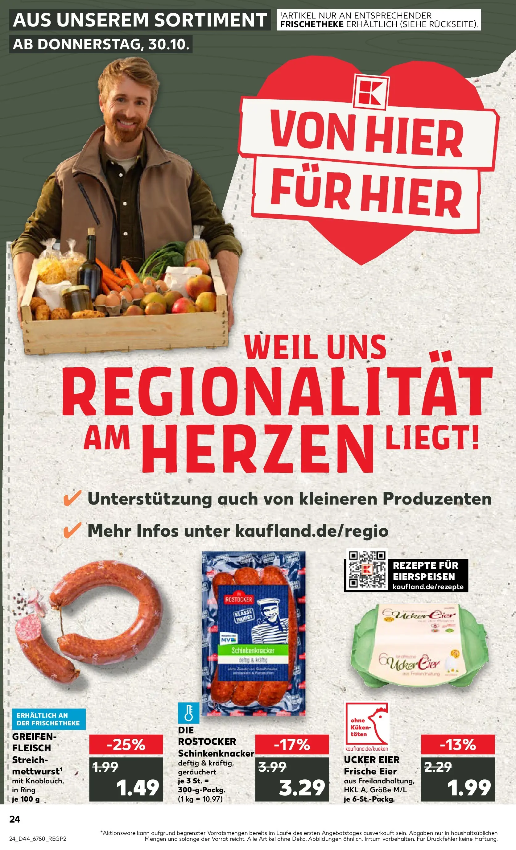 Prospekt Kaufland ab 30.10.2025 » Angebote und Werbung Online | Seite: 24 | Produkte: Eier, Wurst, Fleisch Prospekt Kaufland ab 30.10.2025 » Angebote Online zum Blättern | Seite: 24 | Produkte: Eier, Wurst, Fleisch