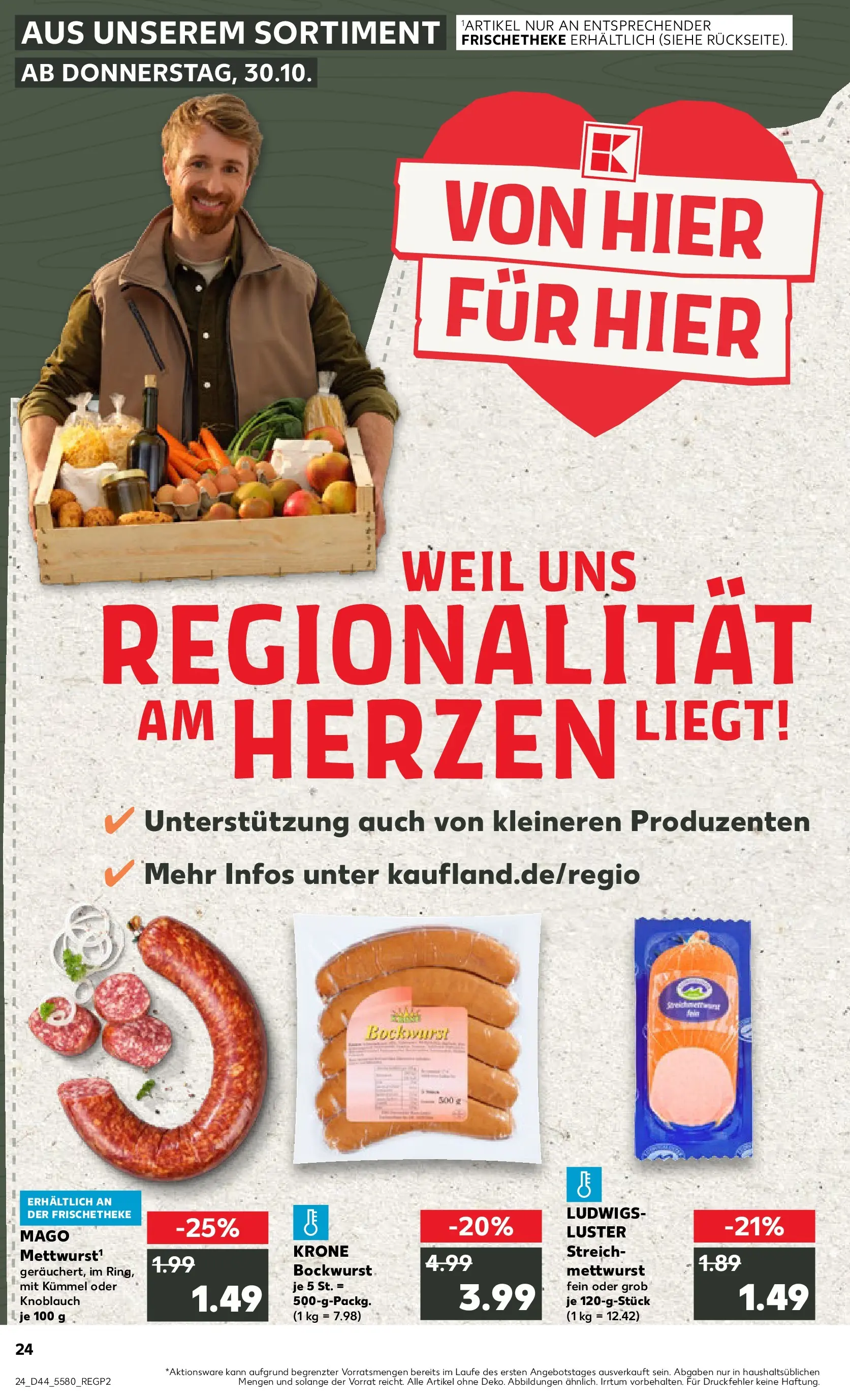 Prospekt Kaufland ab 30.10.2025 » Angebote Online zum Blättern | Seite: 24 | Produkte: Bockwurst, Knoblauch