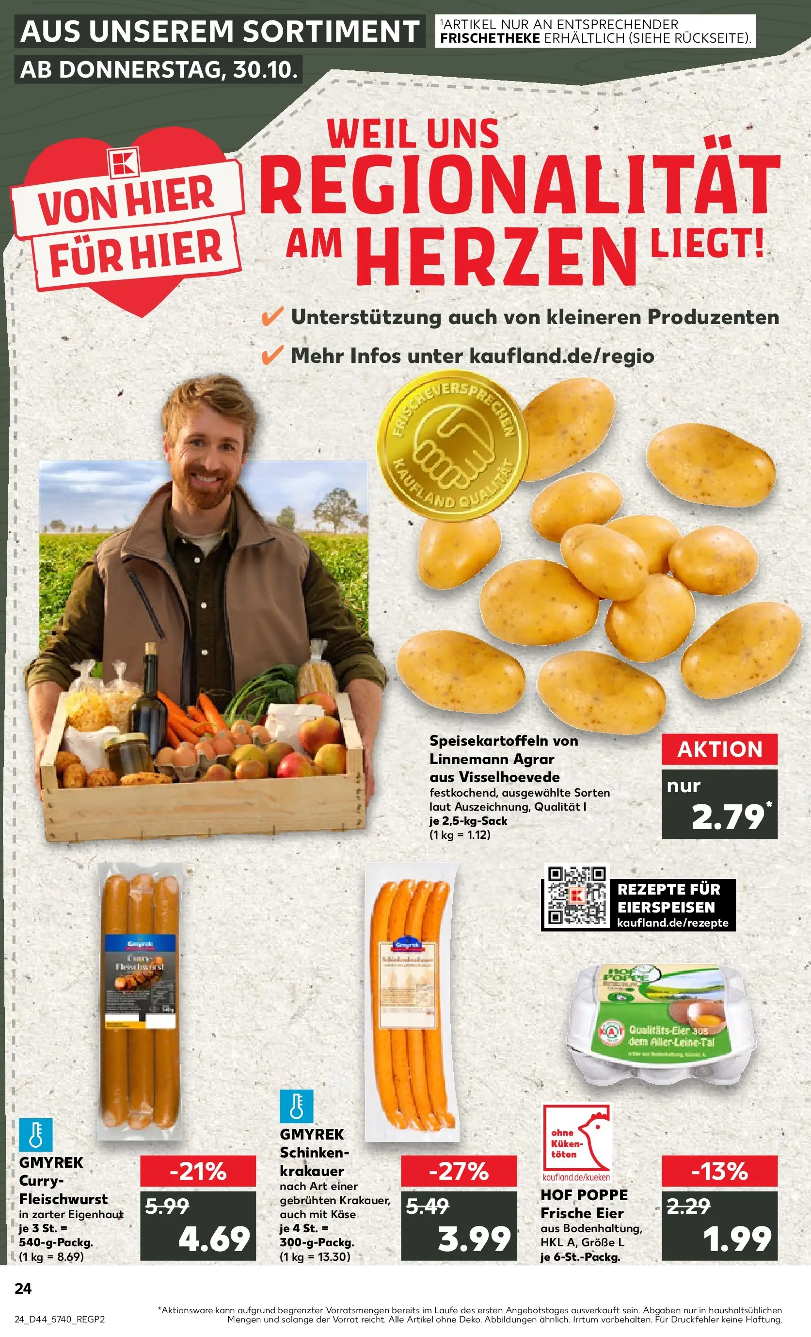 Prospekt Kaufland ab 30.10.2025 » Angebote Online zum Blättern | Seite: 24 | Produkte: Käse, Eier, Schinken