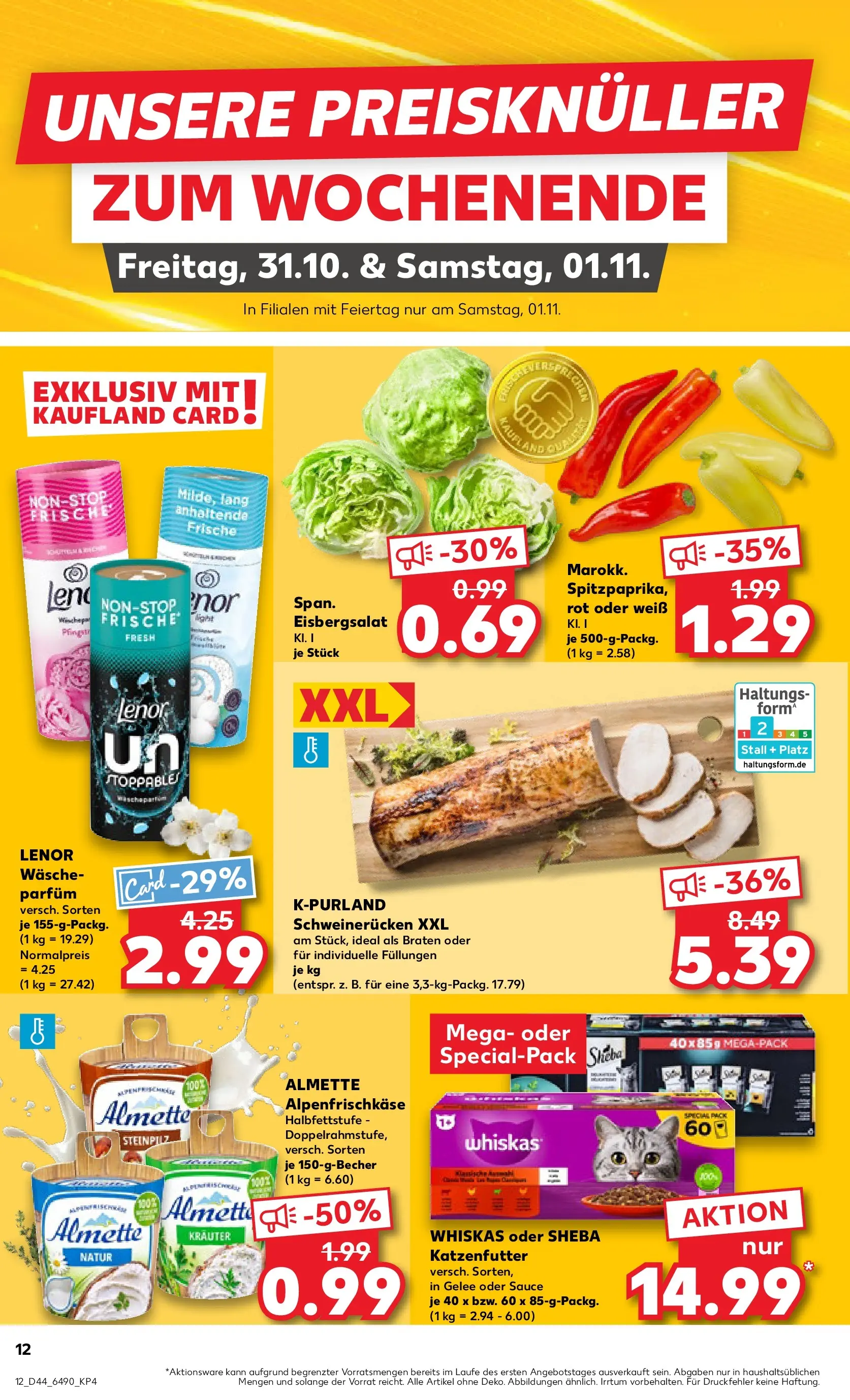 Prospekt Kaufland ab 30.10.2025 » Angebote Online zum Blättern | Seite: 12 | Produkte: Lenor, Almette, Sheba, Whiskas