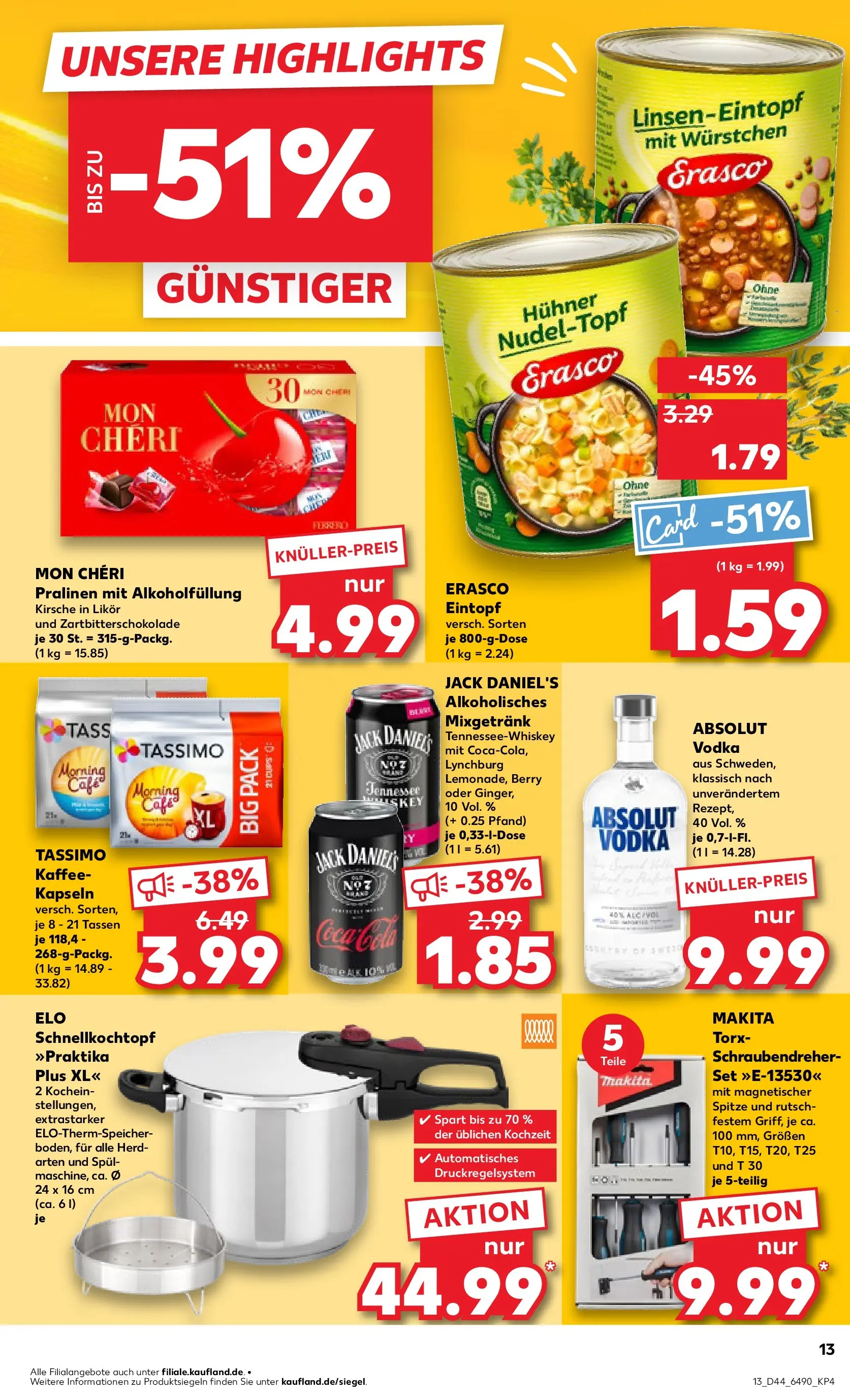 Prospekt Kaufland ab 30.10.2025 » Angebote Online zum Blättern | Seite: 13 | Produkte: Herd, Cola, Jack Daniel's, Mon cheri