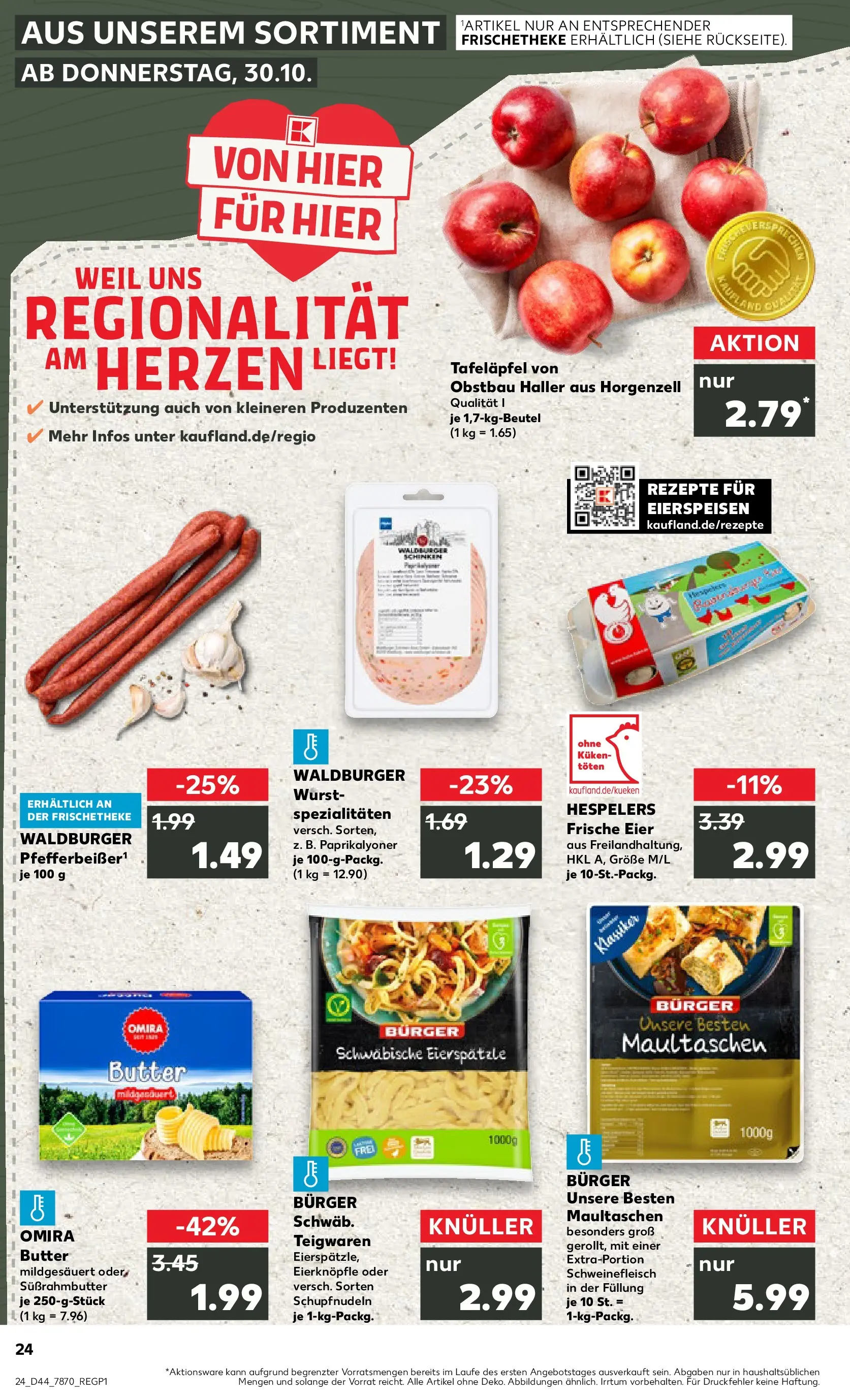 Prospekt Kaufland ab 30.10.2025 » Angebote Online zum Blättern | Seite: 24 | Produkte: Burger, Wurst, Schinken, Schweinefleisch
