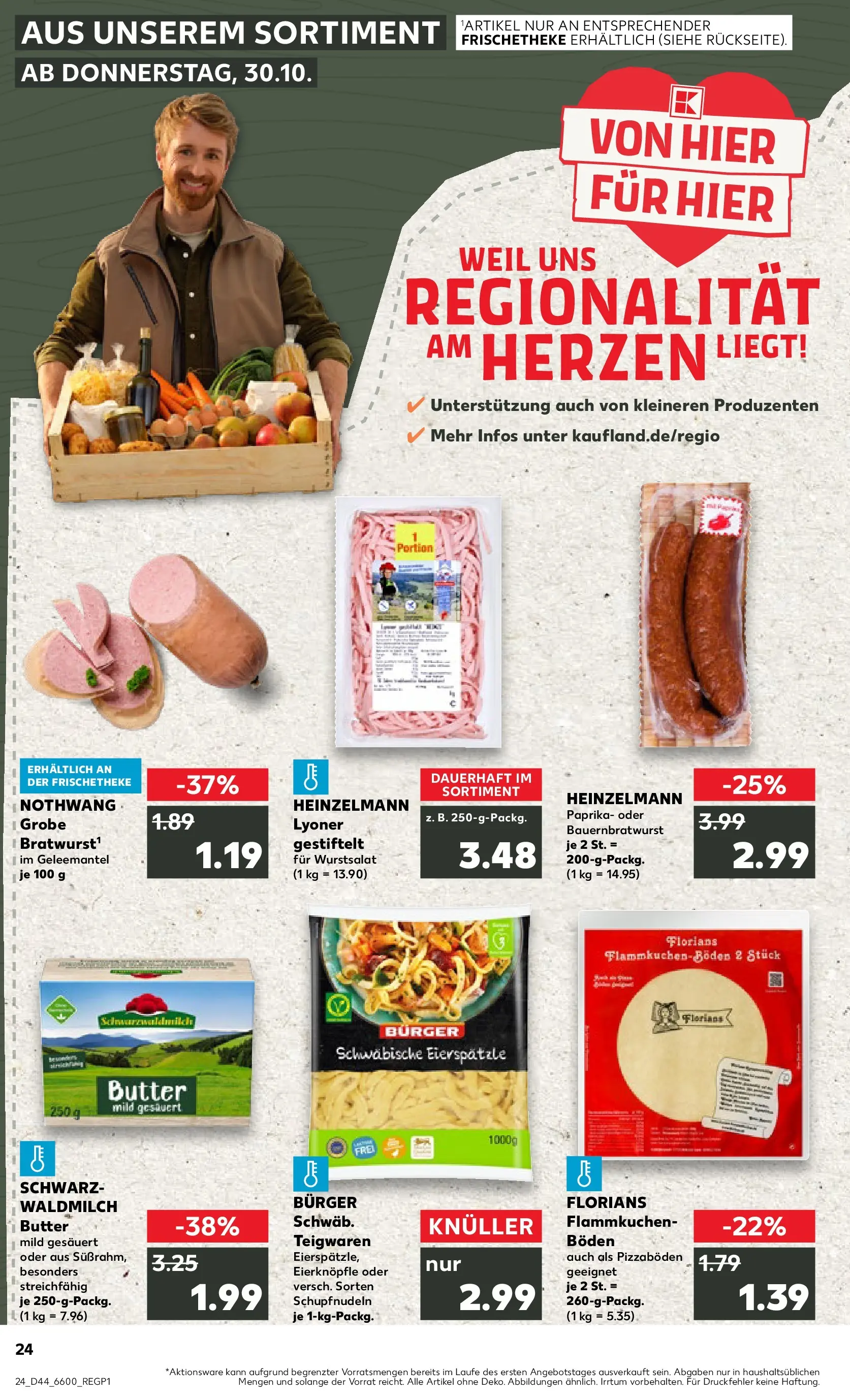 Prospekt Kaufland ab 30.10.2025 » Angebote Online zum Blättern | Seite: 24 | Produkte: Butter, Burger, Paprika, Pasta