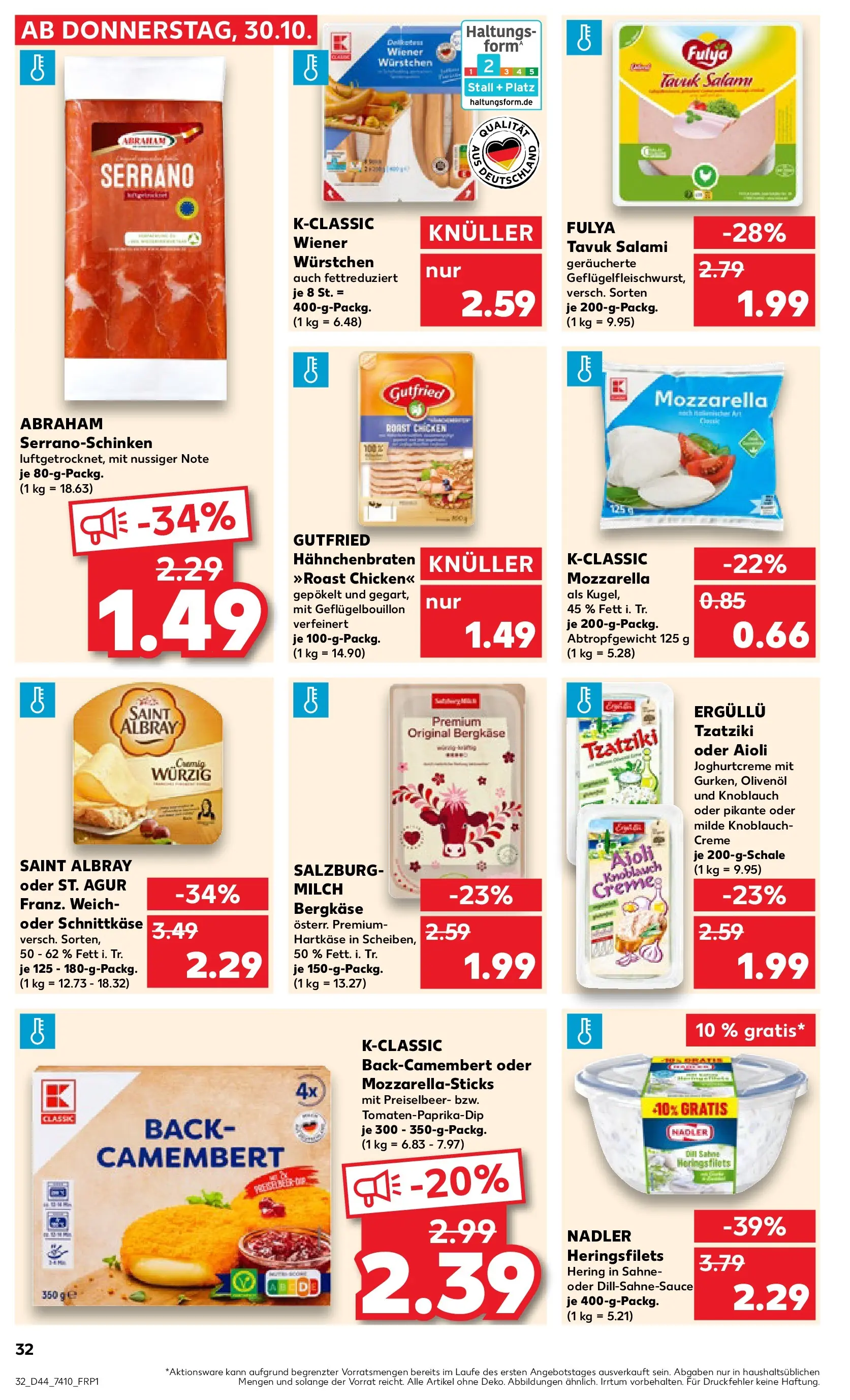 Prospekt Kaufland ab 30.10.2025 » Angebote und Werbung Online | Seite: 32 | Produkte: Milch, Olivenol, Dill, Salami Prospekt Kaufland ab 30.10.2025 » Angebote Online zum Blättern | Seite: 32 | Produkte: Milch, Olivenol, Dill, Salami