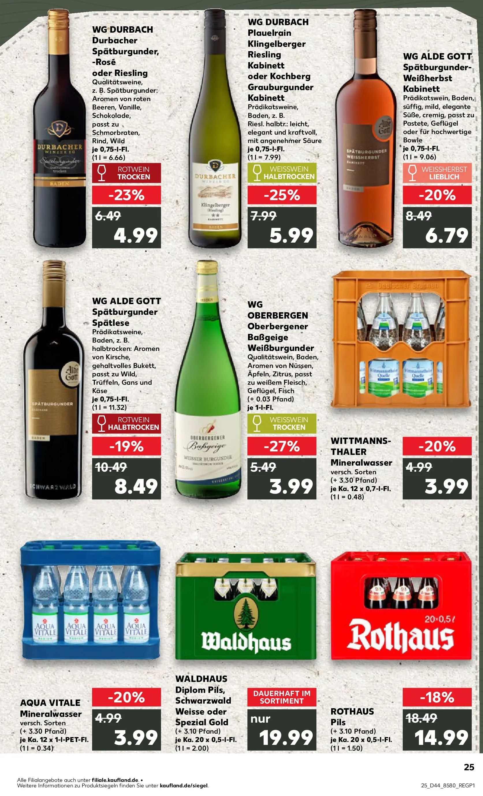 Prospekt Kaufland ab 30.10.2025 » Angebote Online zum Blättern | Seite: 25 | Produkte: Weißwein, Rotwein halbtrocken, Weißwein trocken, Fisch