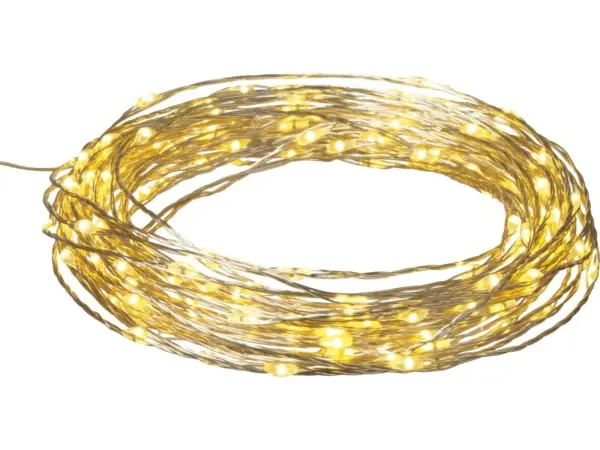 LED-Lichterkette Kupfer 160 warmweiße LEDs Silberdraht 805 cm