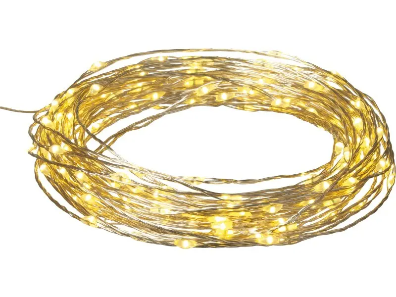 LED-Lichterkette Kupfer 160 warmweiße LEDs Silberdraht 805 cm