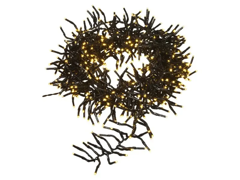 LED-Büschellichterkette 1.152 LEDs Warmweiß Schwarzes Kabel 11,2 m
