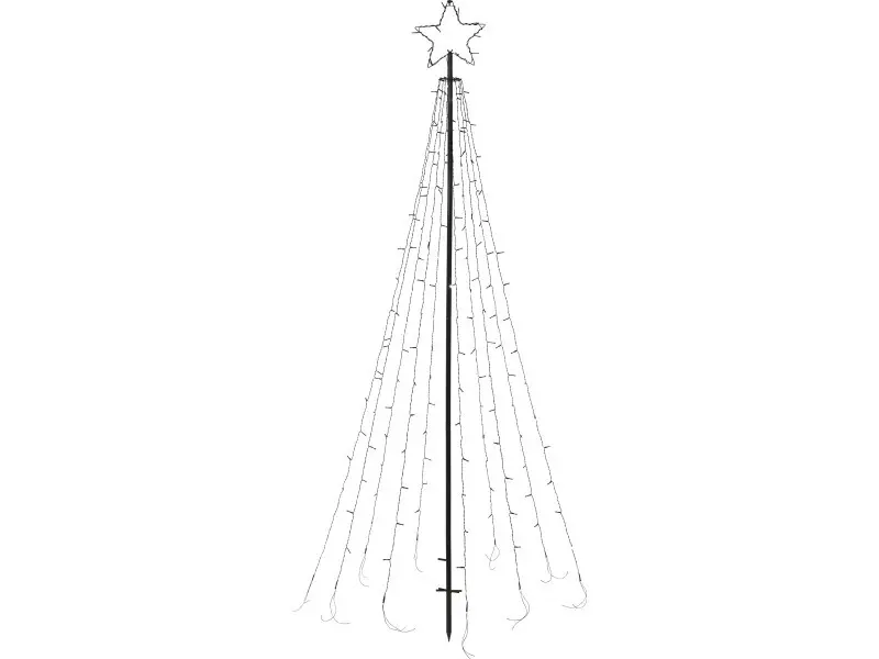 LED Fahnenmast mit Stern 170 LEDs 220 cm Kalt-/Warmweiß Innen & Außen